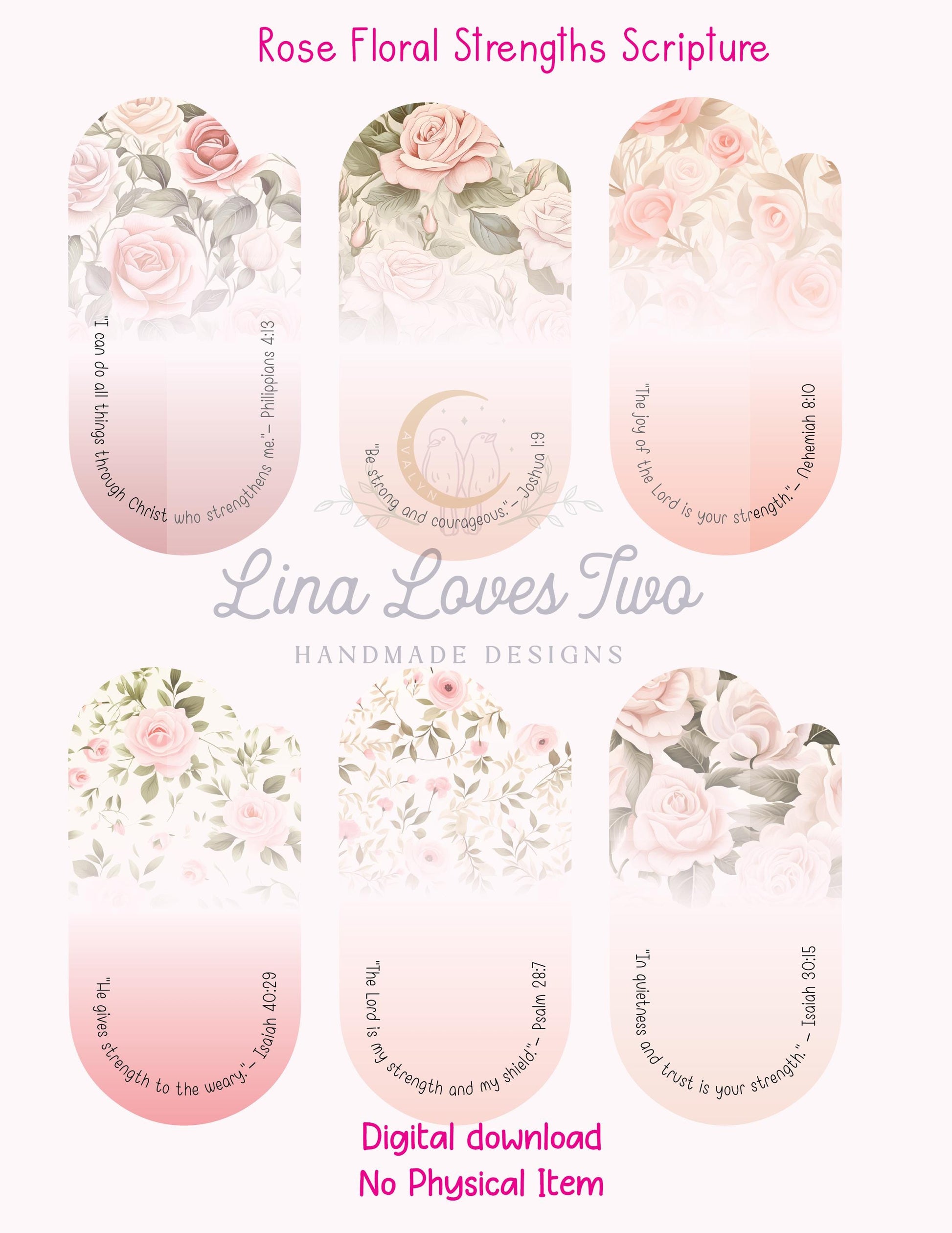 Pink Roses Scripture Jumbo Paperclip PNG: Christian Sublimation (Digital Download)