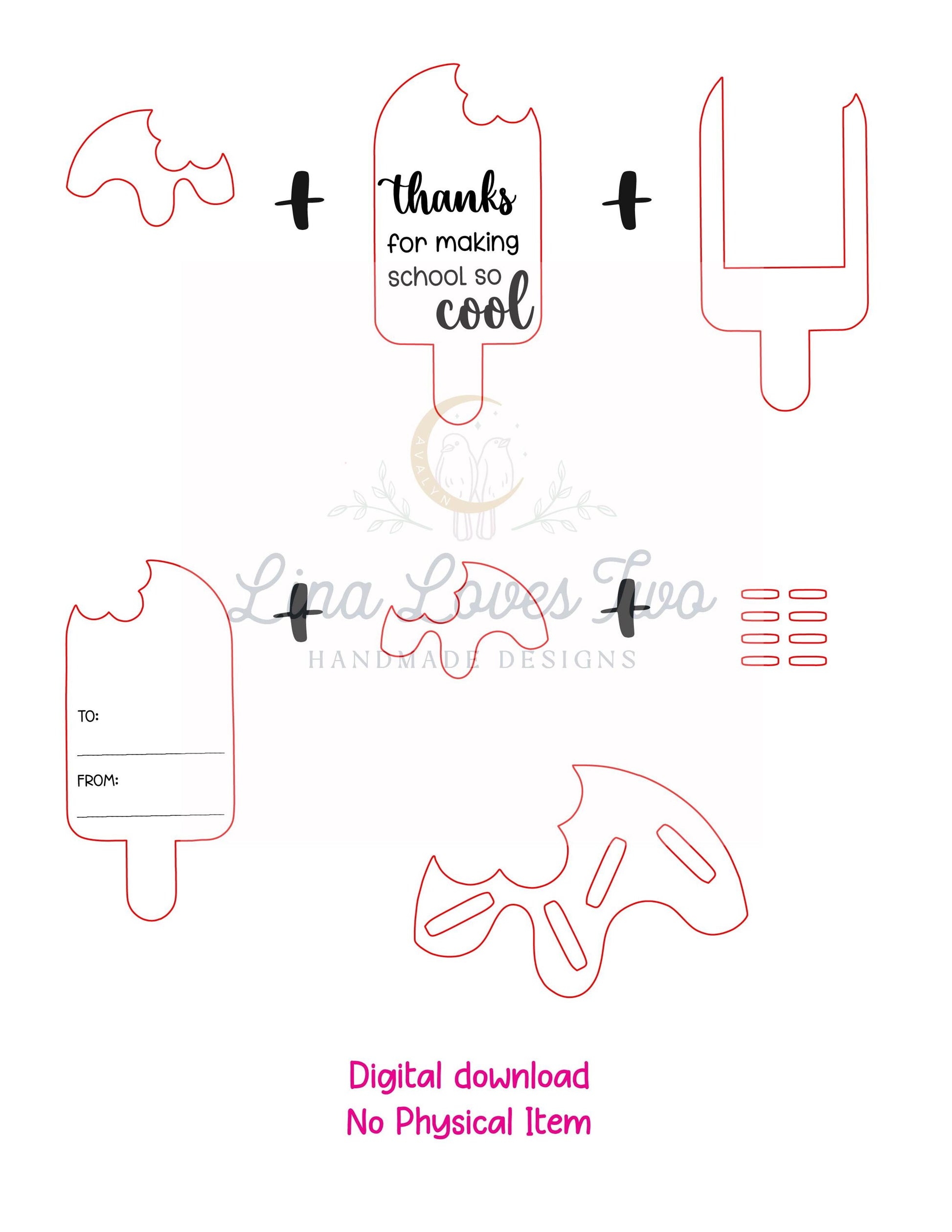 Popsicle Gift Card Holder SVG Template: Teacher Appreciation (Digital File)