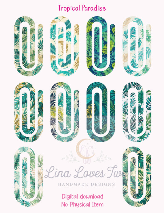 Tropical Palm Leaves Jumbo Paperclip PNG: Summer Clipart (Digital Download)