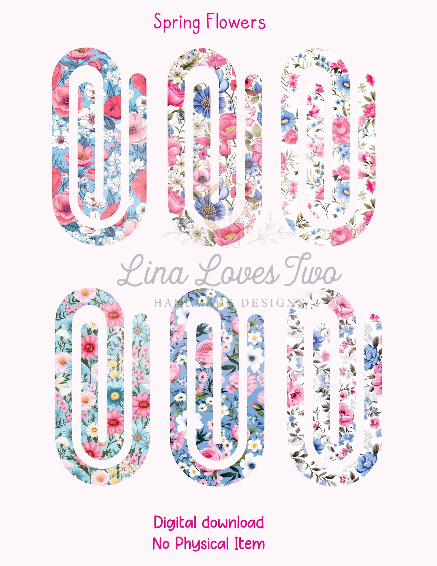 Floral Jumbo Paperclip PNG: Spring Flower Bouquet Sublimation (Digital Download)