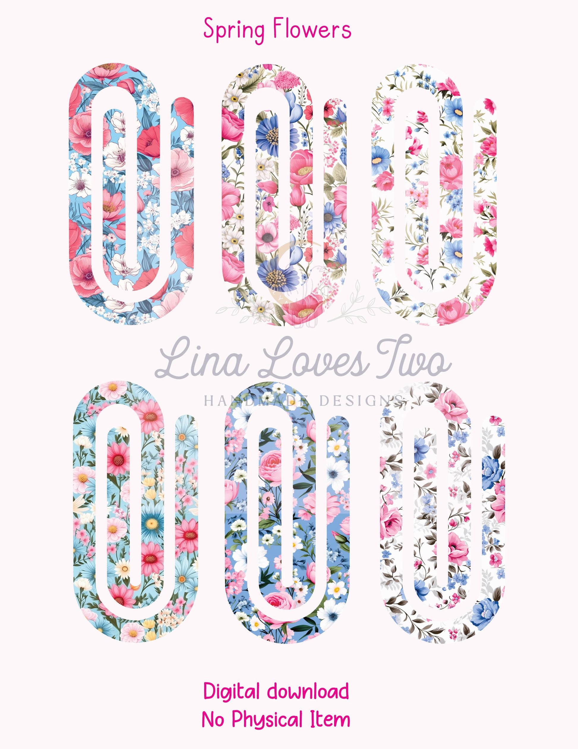 Floral Jumbo Paperclip PNG: Spring Flower Bouquet Sublimation (Digital Download)