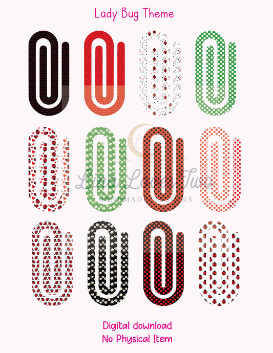Ladybug Jumbo Paperclip PNG: Red and Black Sublimation (Digital Download)