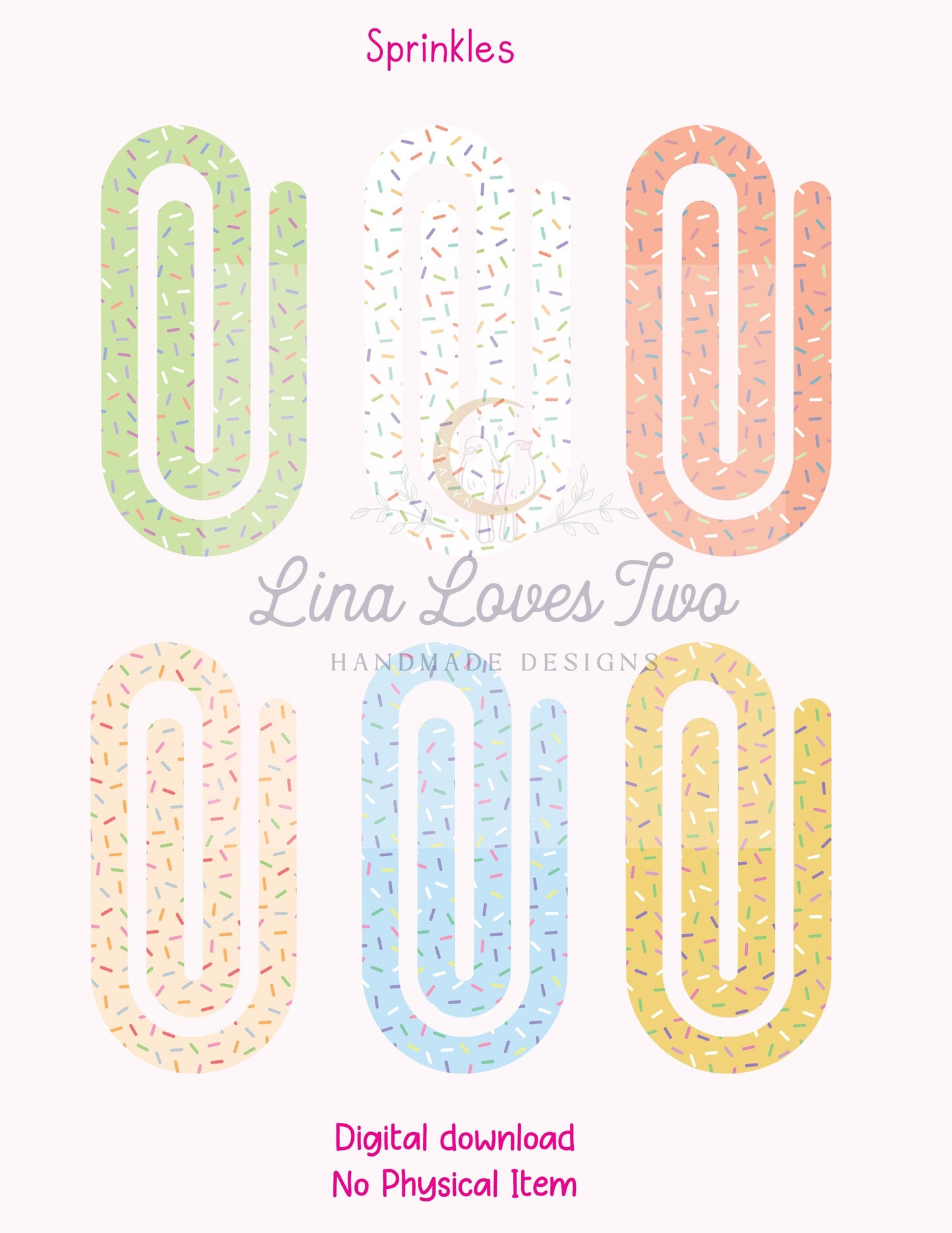 Pastel Sprinkles Jumbo Paperclip PNG: Kawaii Bookmark Design (Digital Download)