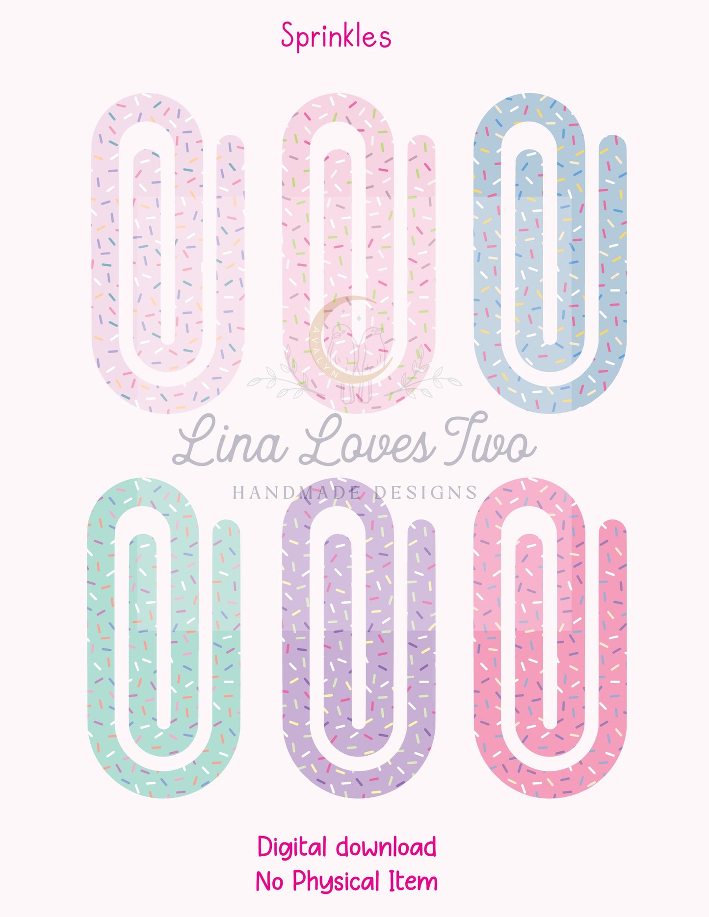 Pastel Sprinkles Jumbo Paperclip PNG: Kawaii Bookmark Design (Digital Download)