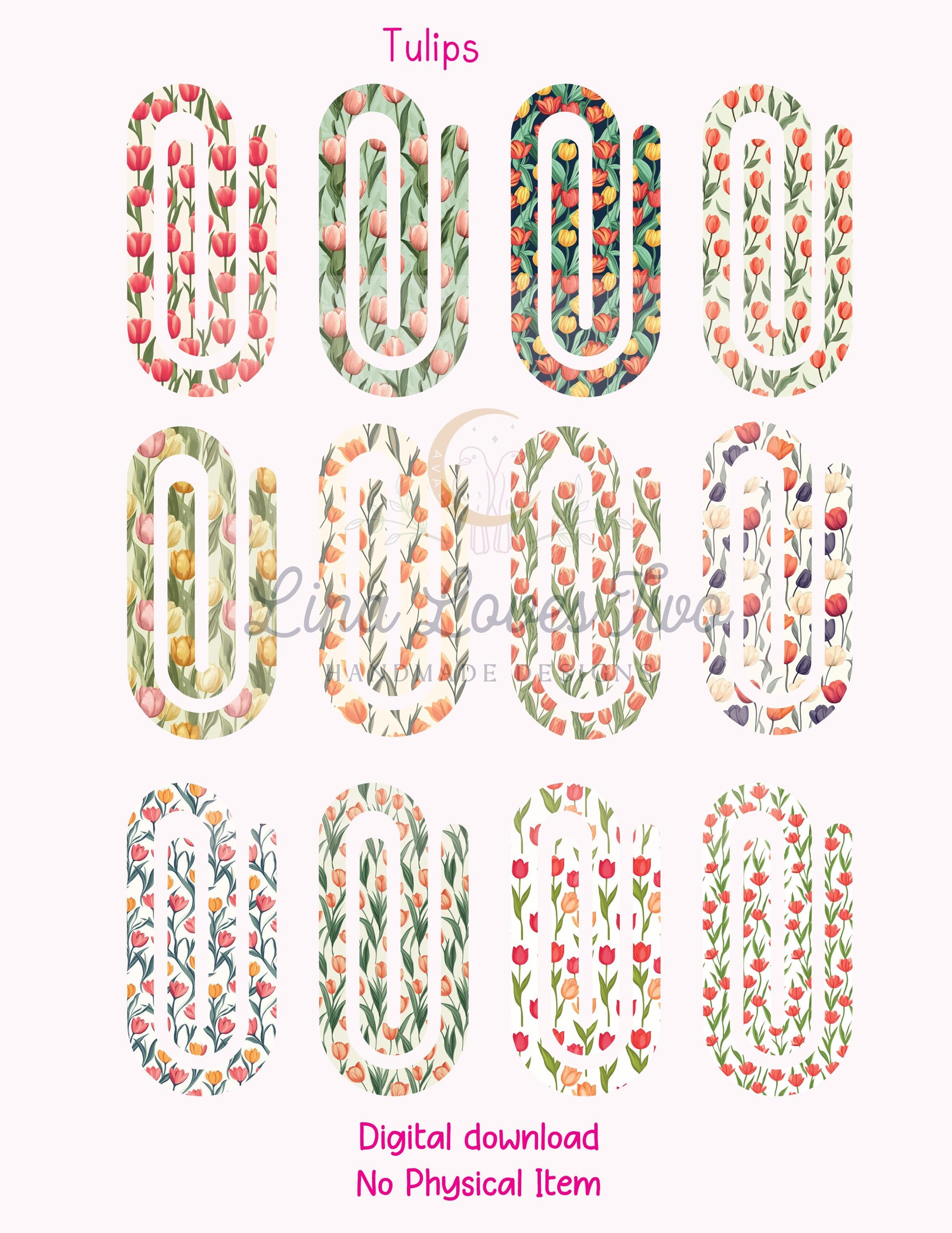 Tulip Jumbo Paperclip PNG: Spring Floral Clipart (Digital Download)