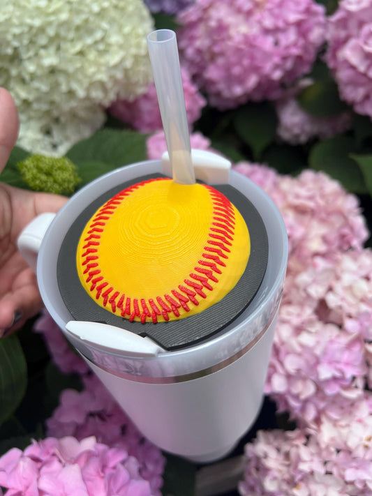 3D Printed Softball Straw Topper: Stanley Tumbler Accessory