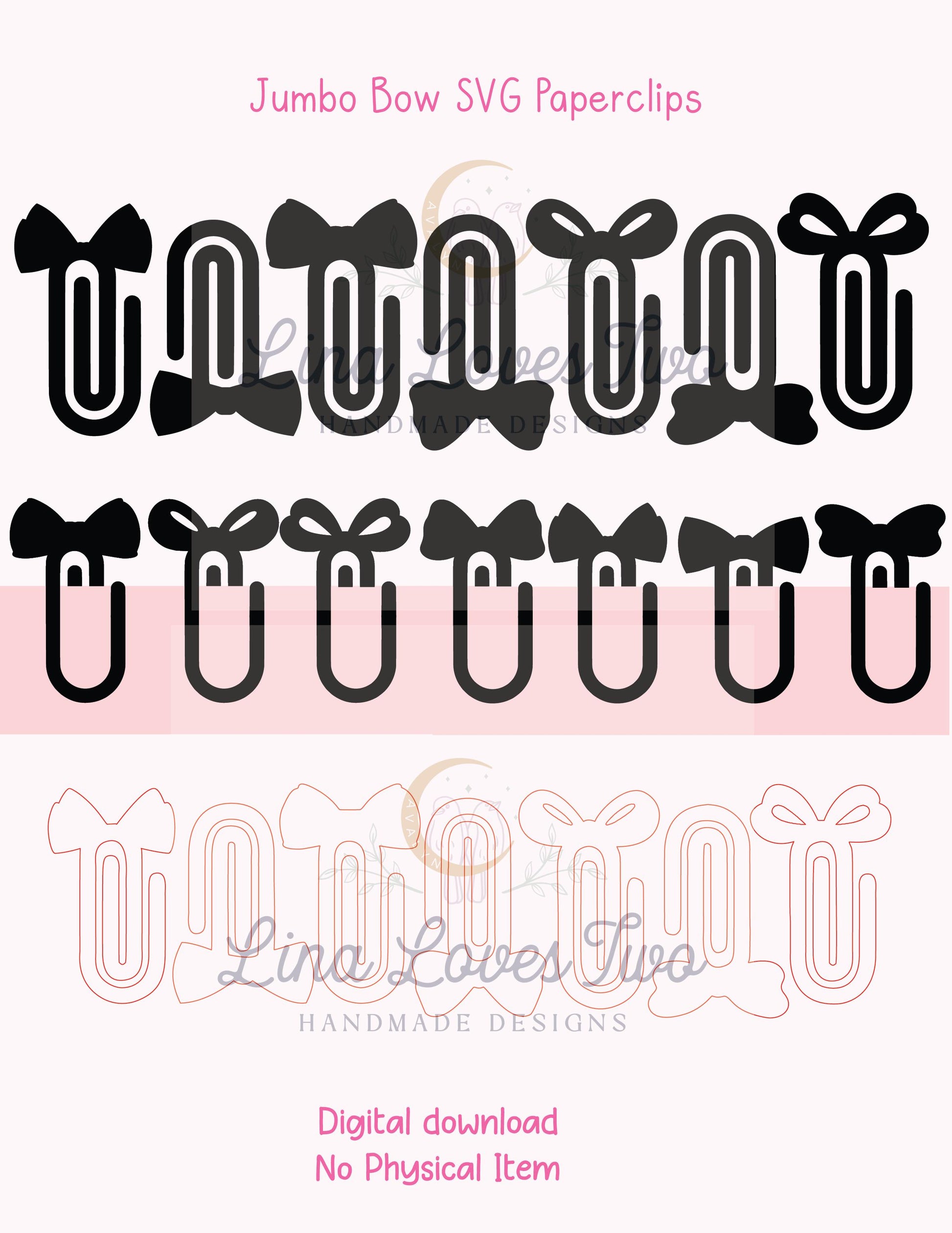 Jumbo Bow Paperclip SVG Template Digital File for Laser and Vinyl Cut File