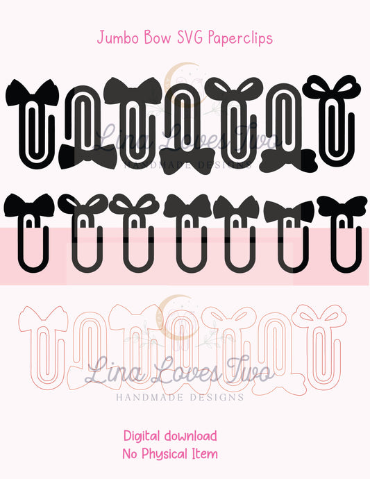 Jumbo Bow Paperclip SVG Template Digital File for Laser and Vinyl Cut File