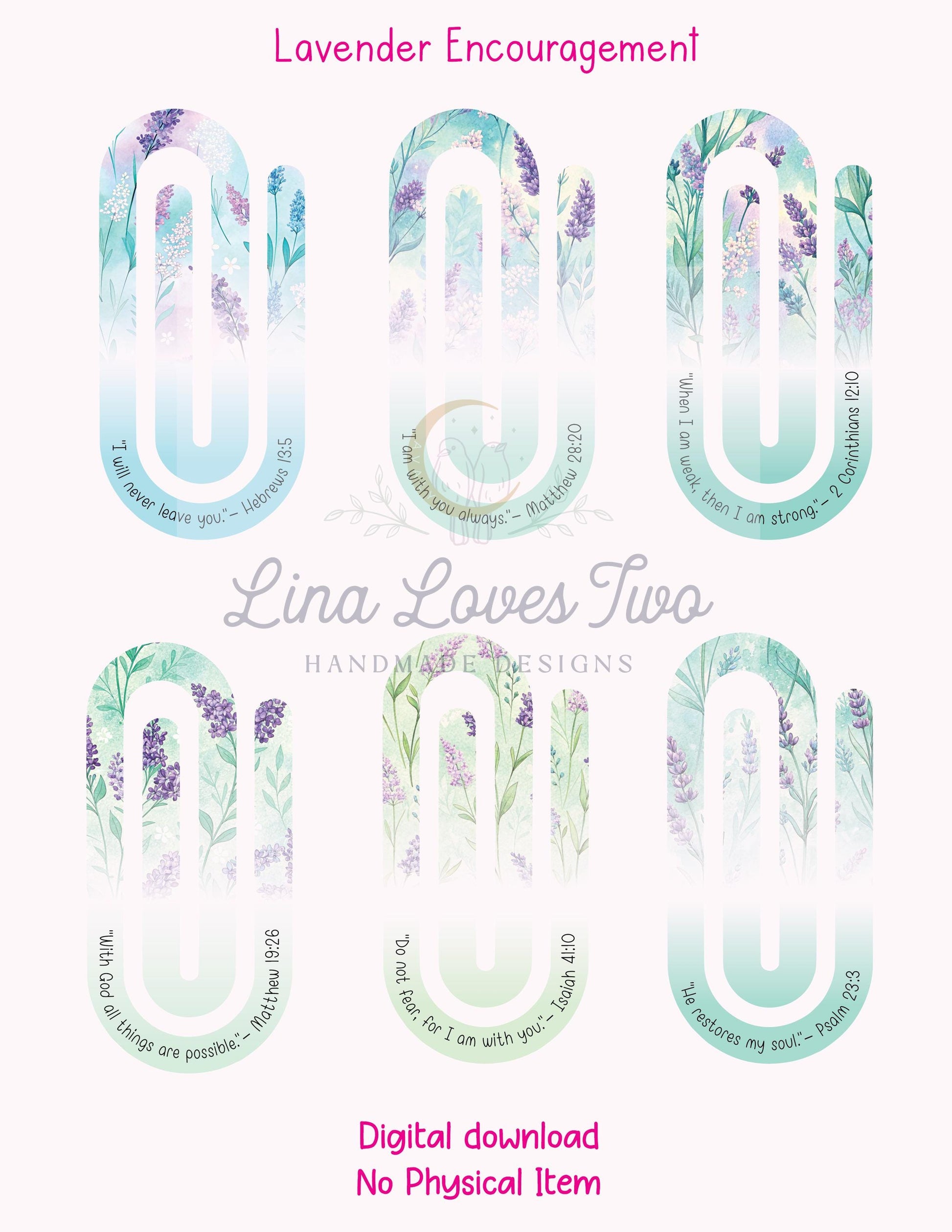 Lavender Scripture Jumbo Paperclip PNG: Christian Sublimation Clipart (Digital Download)