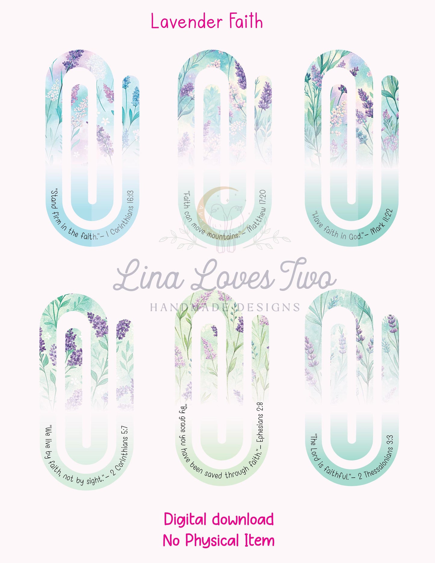 Lavender Faith Scripture Jumbo Paperclip PNG: Christian Clipart (Digital Download)
