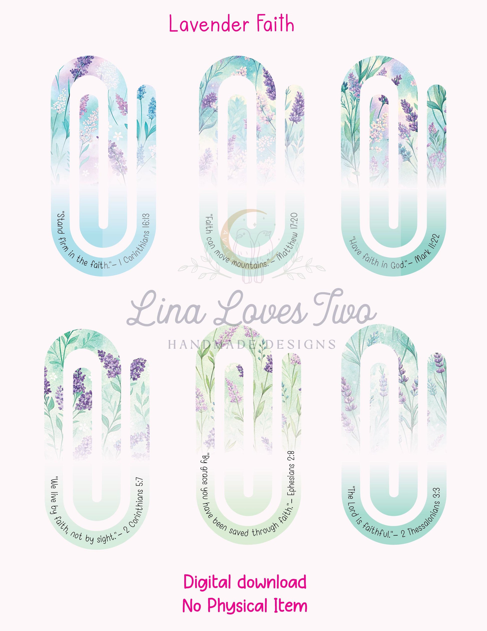 Lavender Faith Scripture Jumbo Paperclip PNG: Christian Clipart (Digital Download)