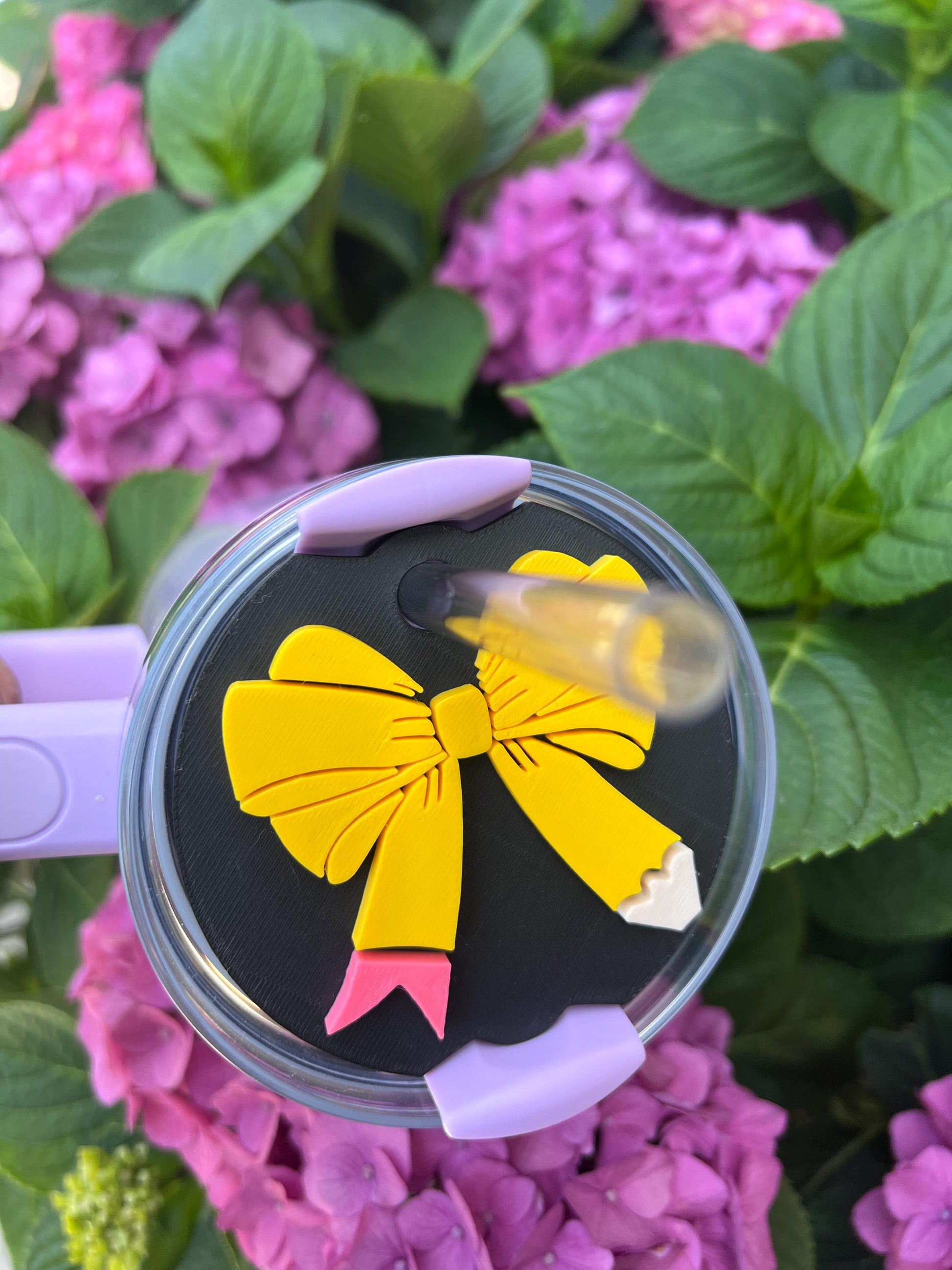 3D Printed Coquette Pencil Bow Straw Topper | Fits 40 oz or 30 oz Stanley Style Tumblers | Back to School Cup | Girly Teacher Aesthetic