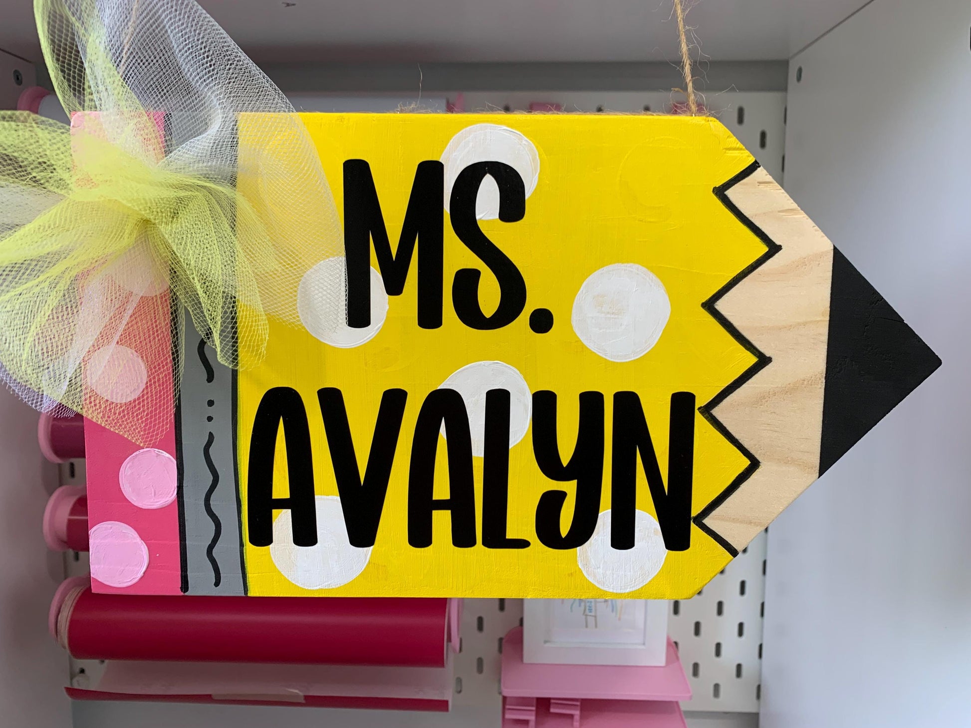 Personalized Teacher Pencil Door Hanger: Whimsical Classroom Decor