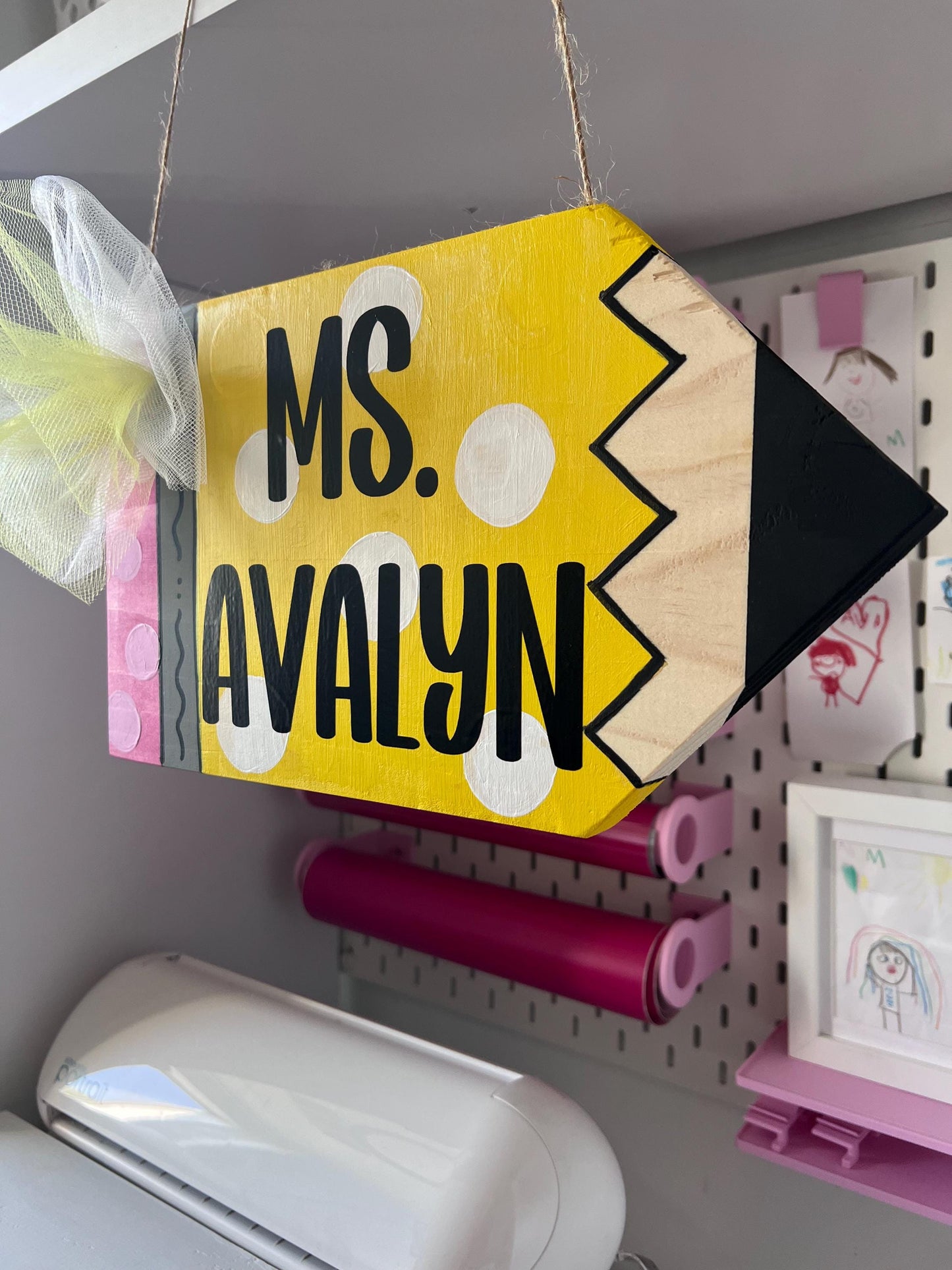 Personalized Teacher Pencil Door Hanger: Whimsical Classroom Decor
