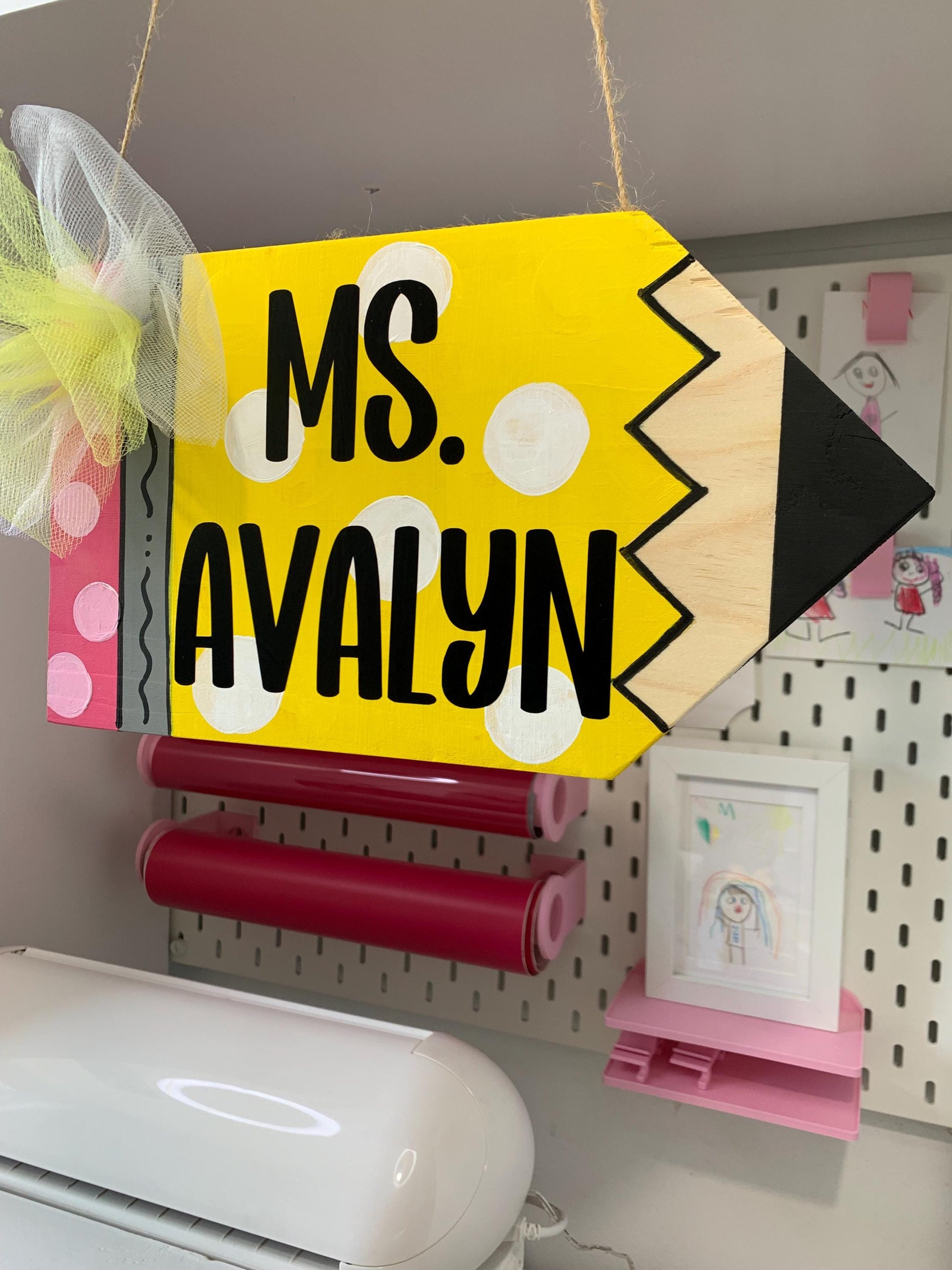Personalized Teacher Pencil Door Hanger: Whimsical Classroom Decor