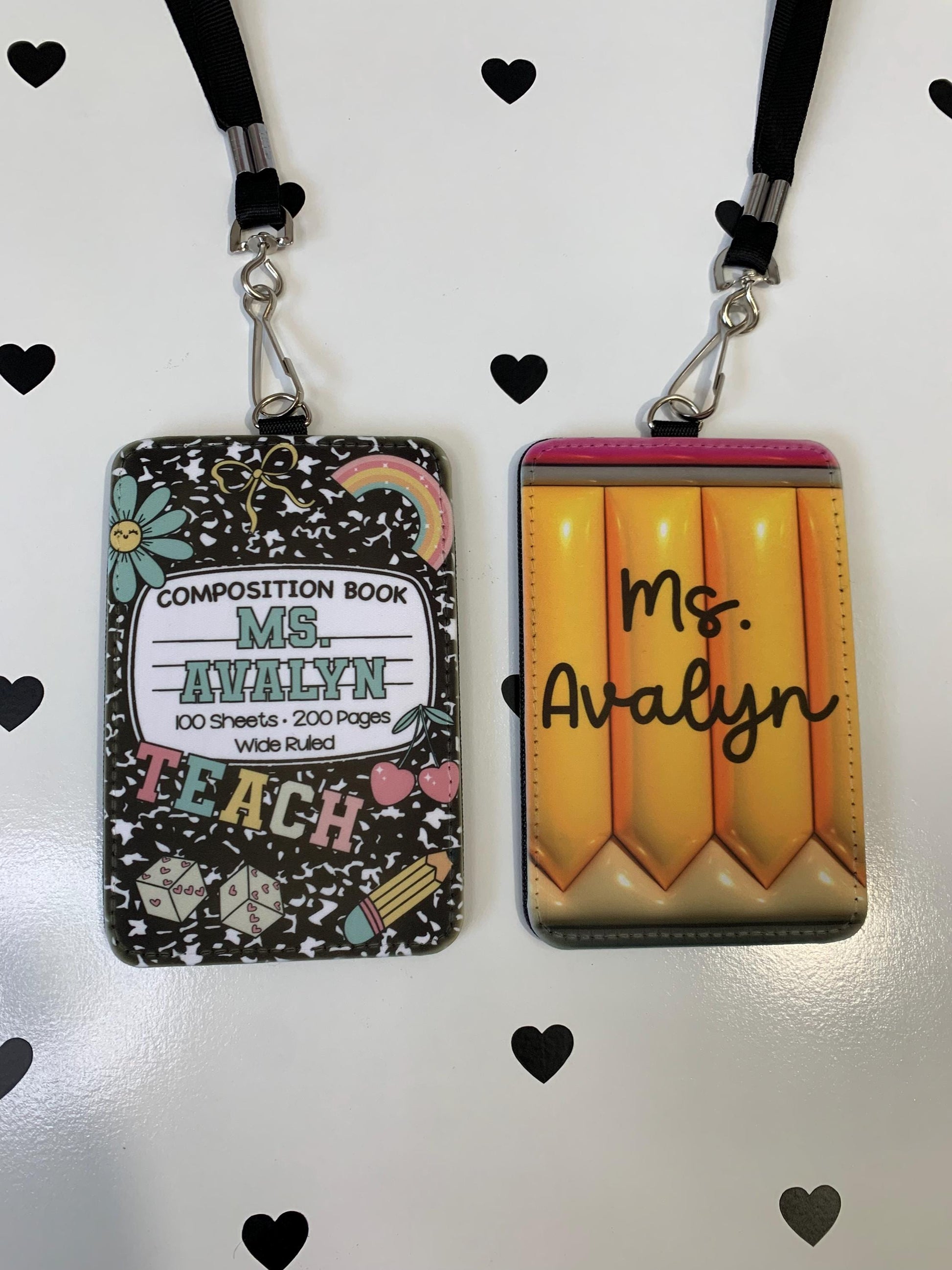 Personalized Teacher ID Badge Holder – Faux Leather Teacher Lanyard With Name Tag | Teacher Gift