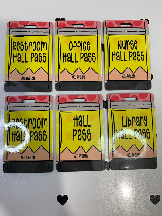 Personalized Pencil Hall Pass Set: Rustic Classroom Decor, Lanyards Included