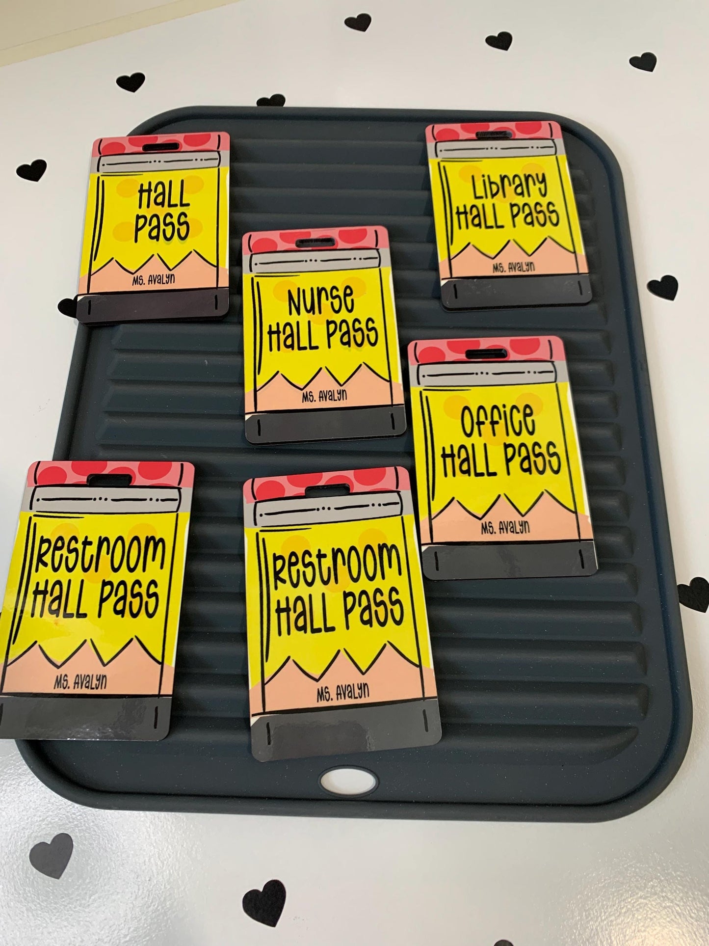 Personalized Pencil Hall Pass Set: Rustic Classroom Decor, Lanyards Included