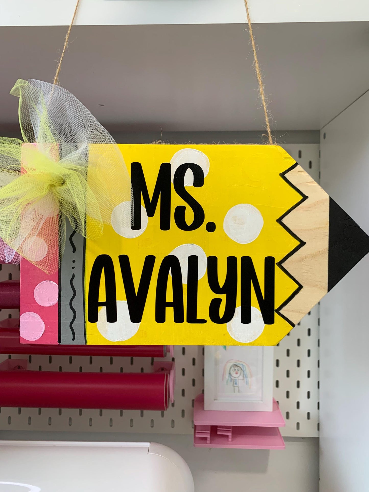 Personalized Teacher Pencil Door Hanger: Whimsical Classroom Decor