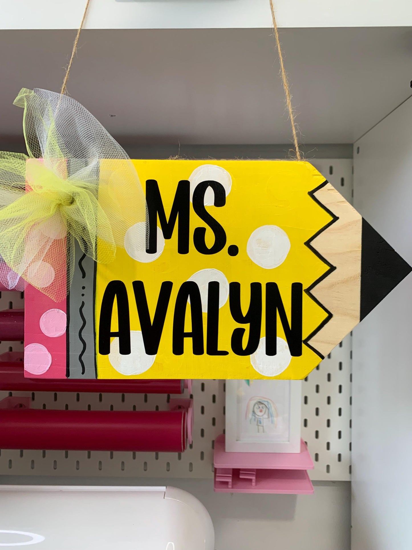 Personalized Teacher Pencil Door Hanger: Whimsical Classroom Decor