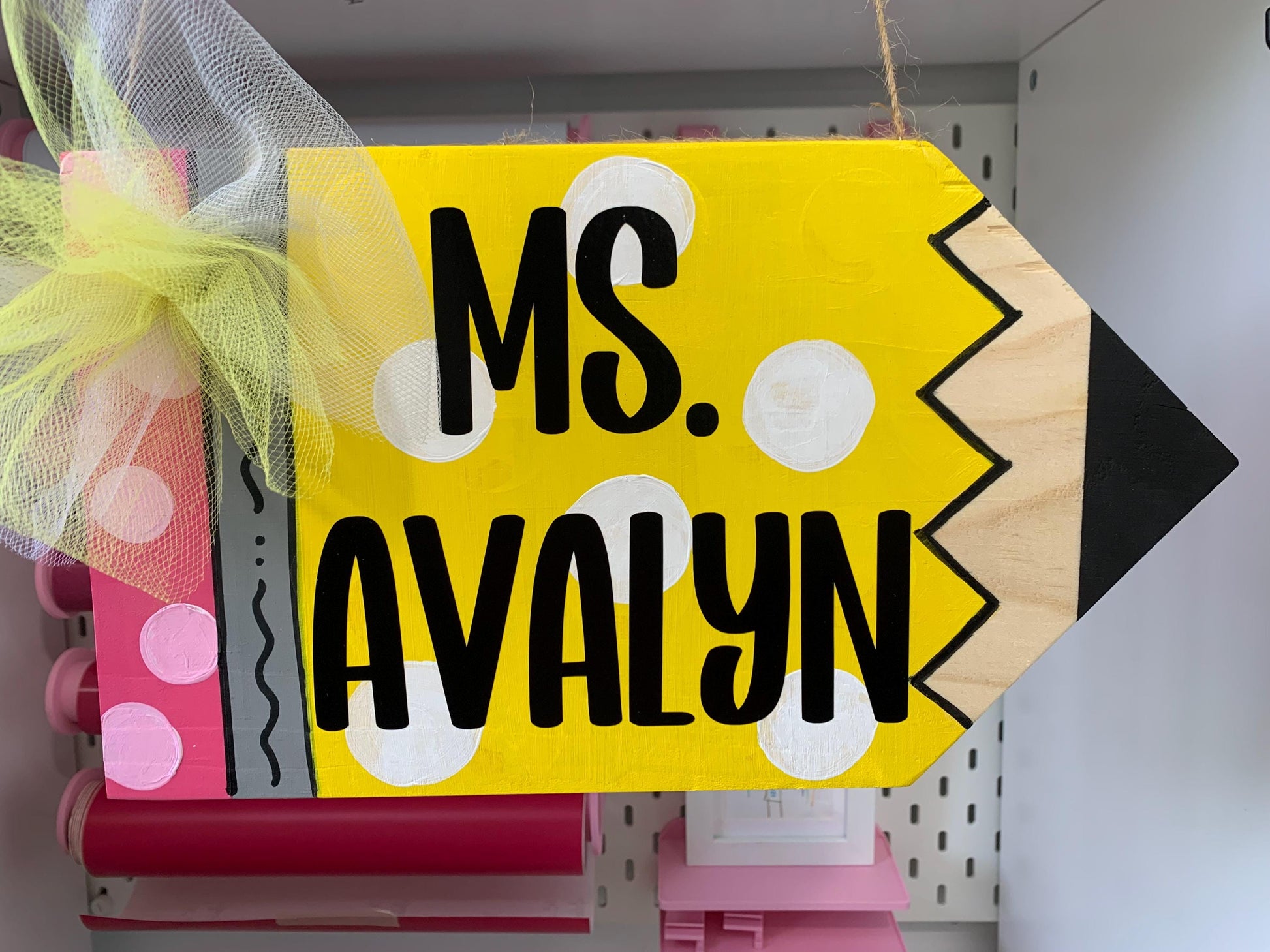 Personalized Teacher Pencil Door Hanger: Whimsical Classroom Decor