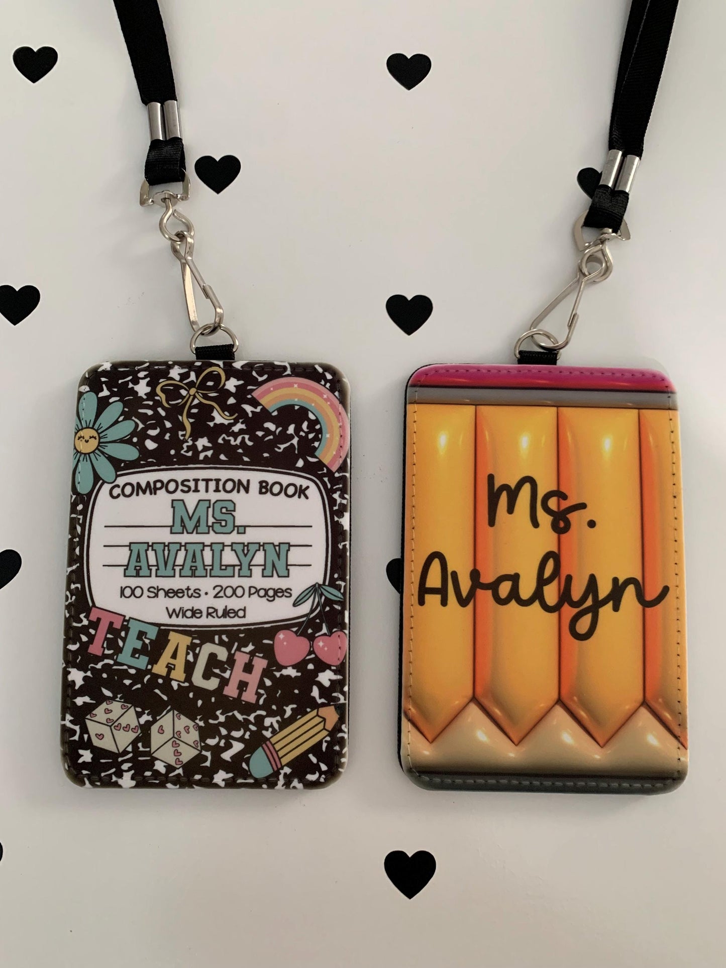 Personalized Teacher ID Badge Holder – Faux Leather Teacher Lanyard With Name Tag | Teacher Gift