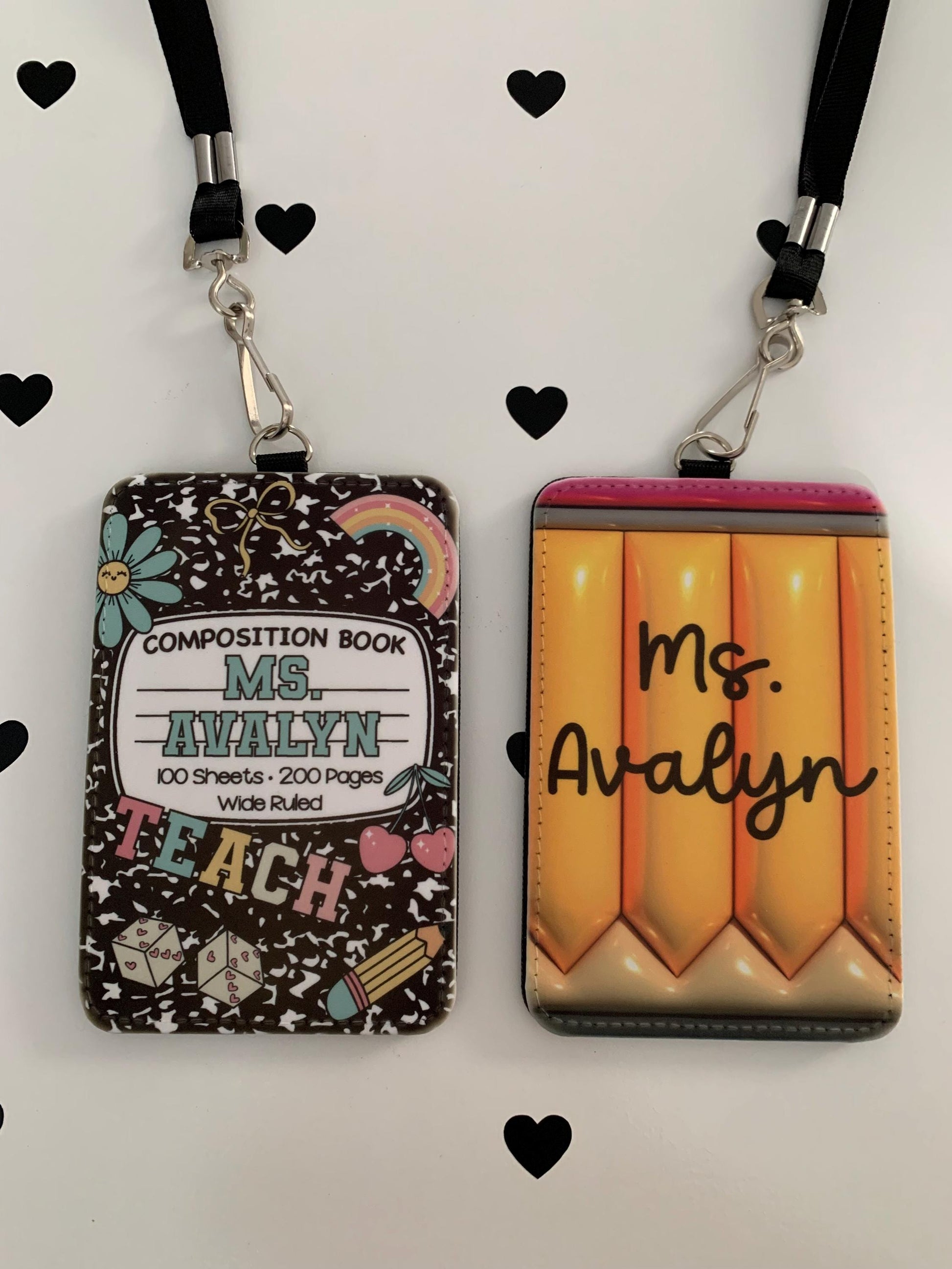 Personalized Teacher ID Badge Holder – Faux Leather Teacher Lanyard With Name Tag | Teacher Gift