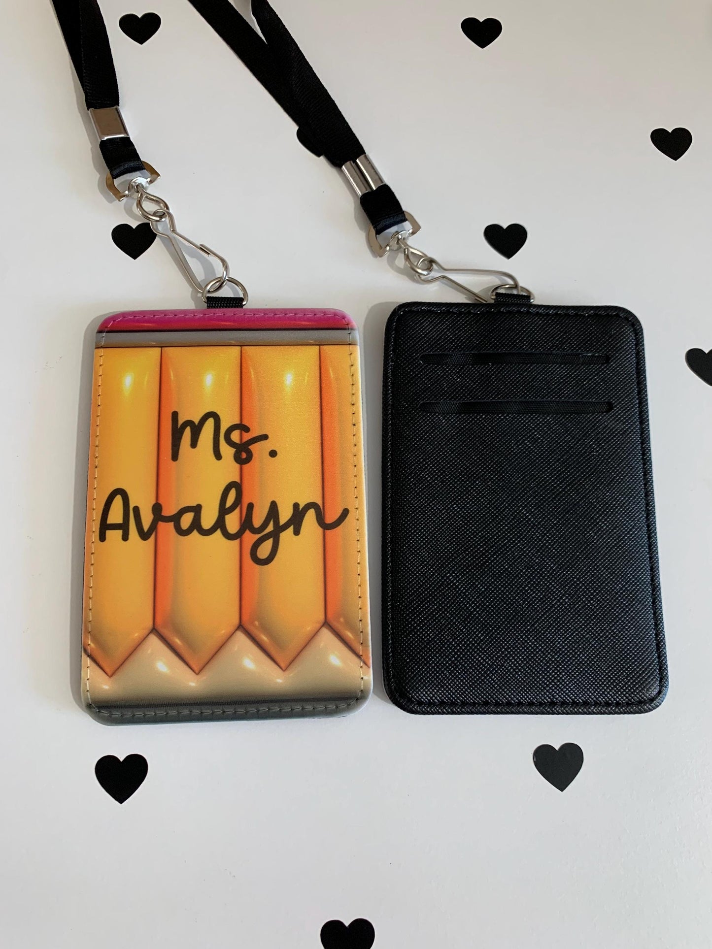 Personalized Teacher ID Badge Holder – Faux Leather Teacher Lanyard With Name Tag | Teacher Gift