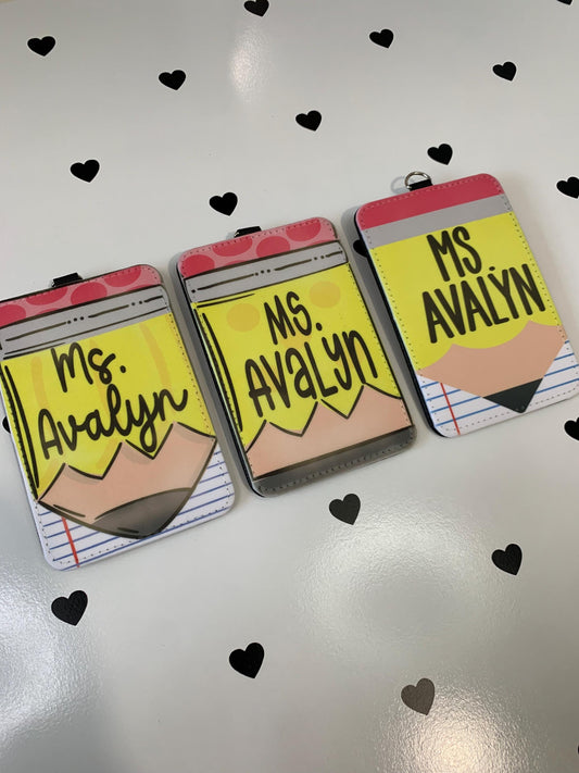 Personalized Teacher ID Badge Holder – Faux Leather Teacher Lanyard With Name Tag | Teacher Gift
