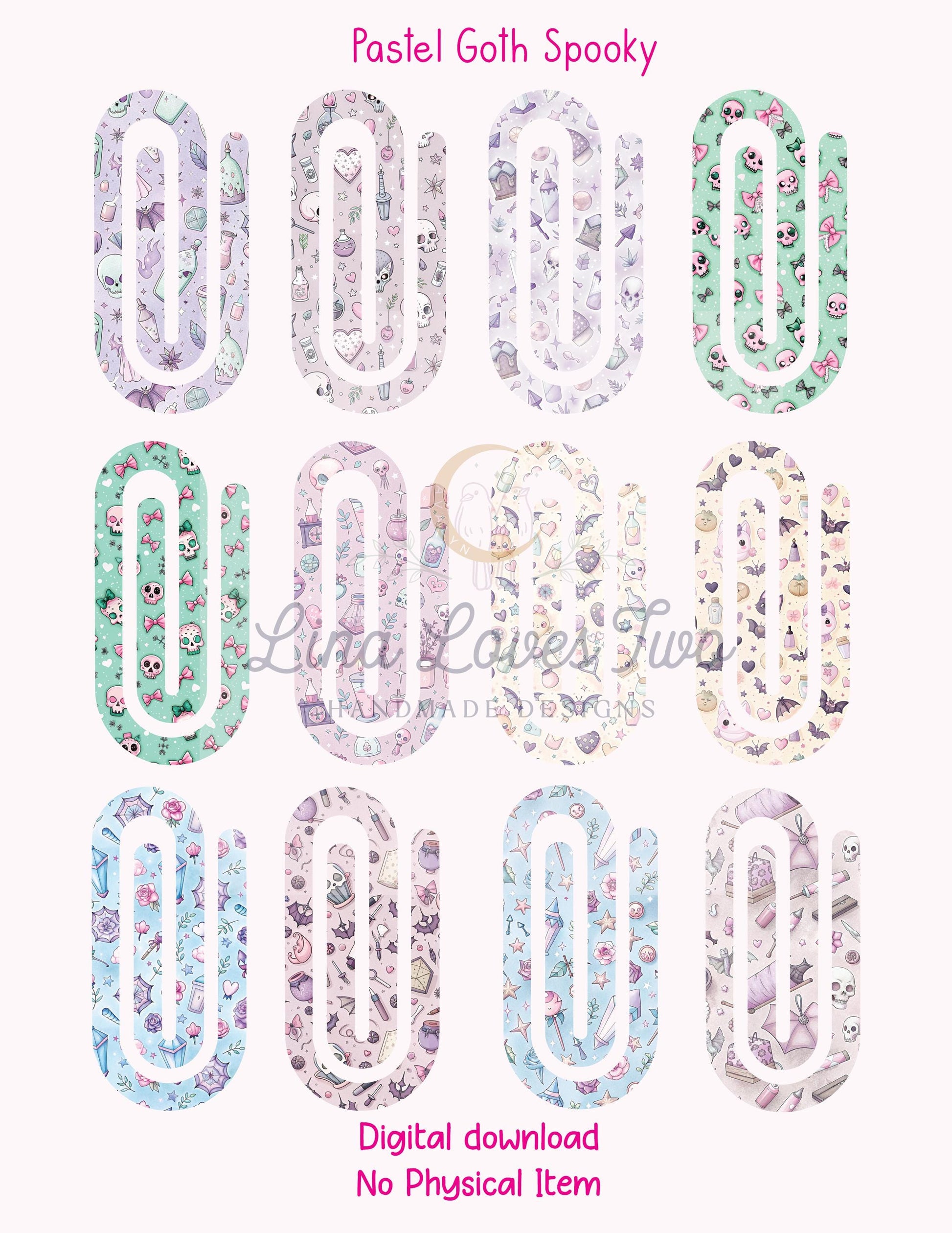 Pastel Goth Spooky 1 Theme Jumbo Paperclip PNG for Sublimation – Instant Digital Download