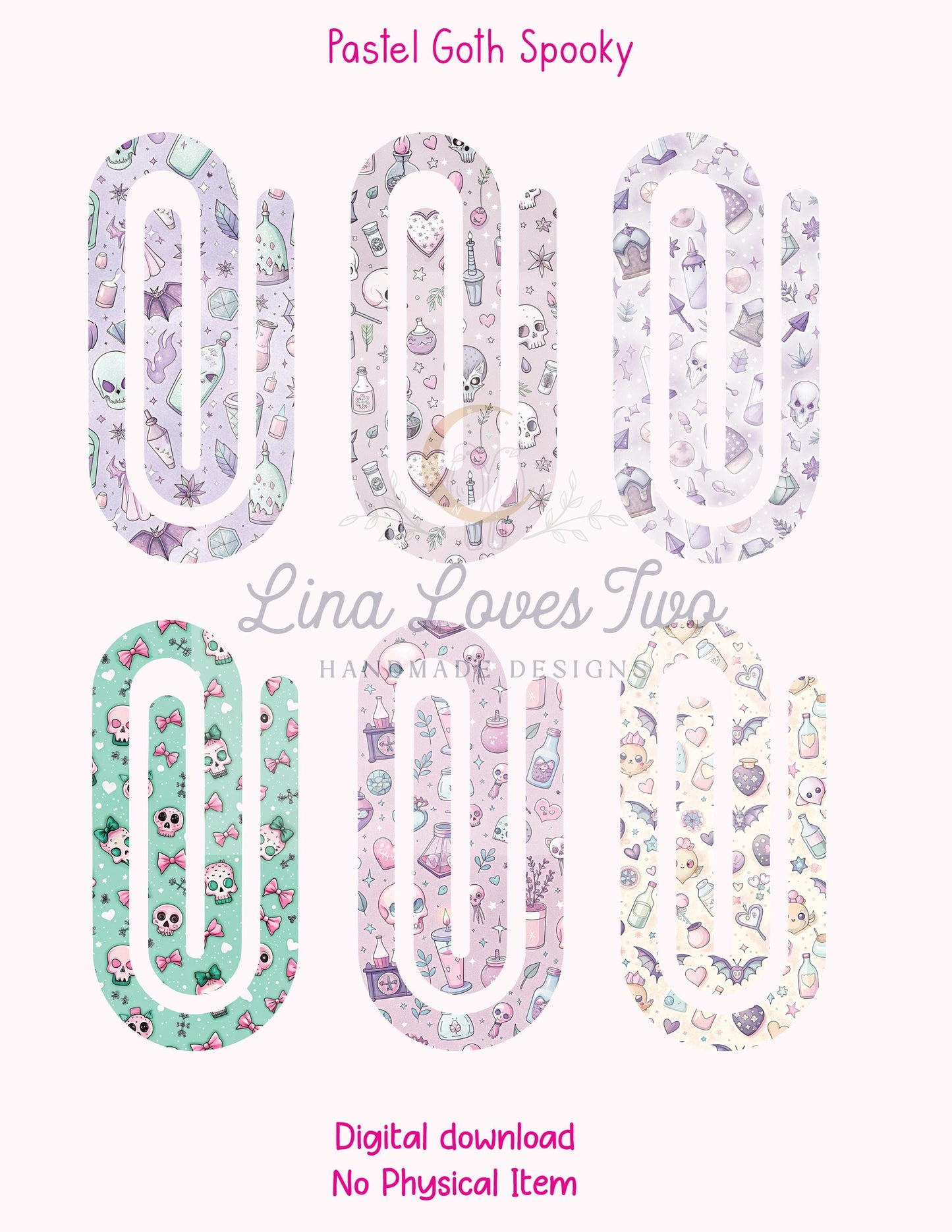 Pastel Goth Spooky 1 Theme Jumbo Paperclip PNG for Sublimation – Instant Digital Download