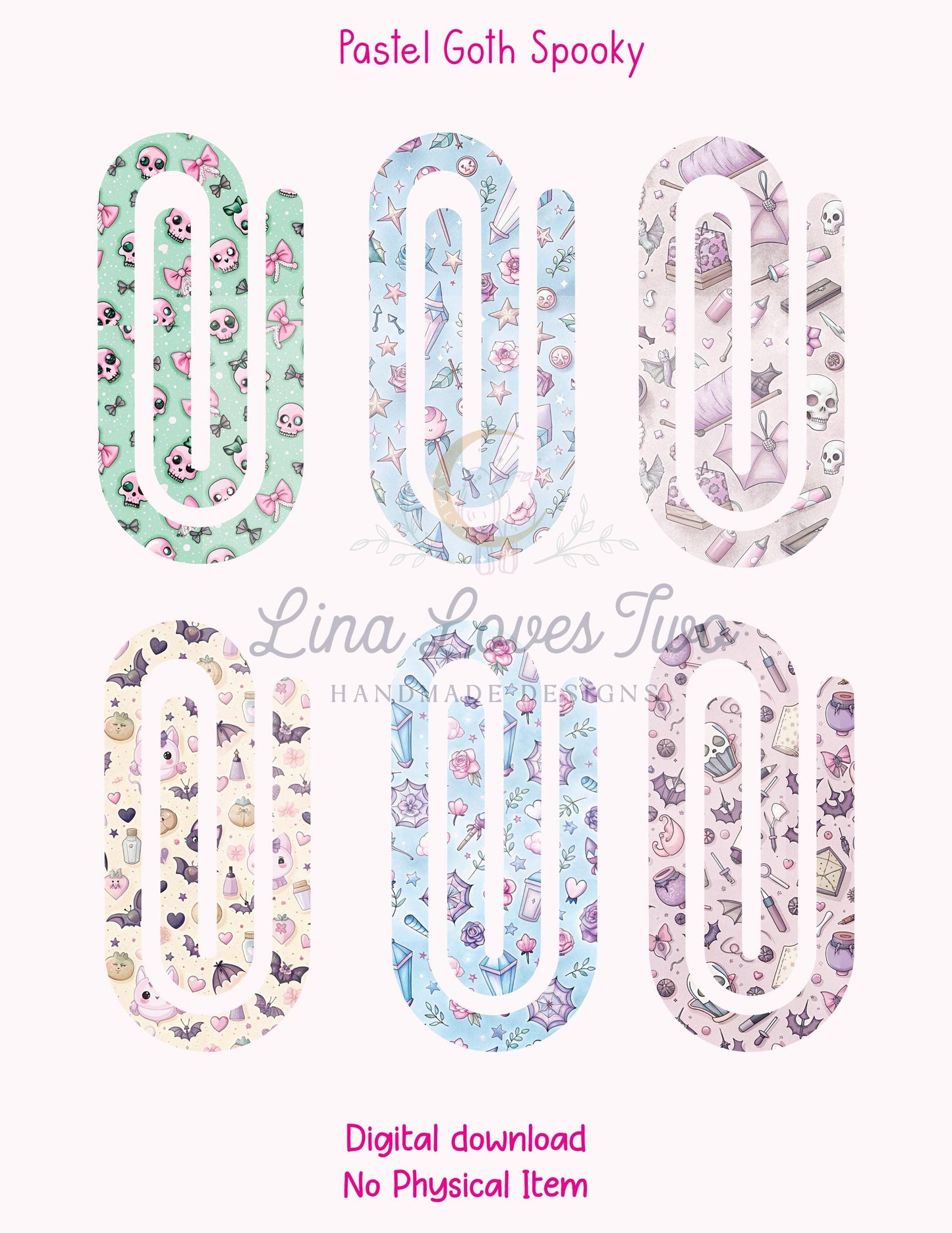 Pastel Goth Spooky 1 Theme Jumbo Paperclip PNG for Sublimation – Instant Digital Download