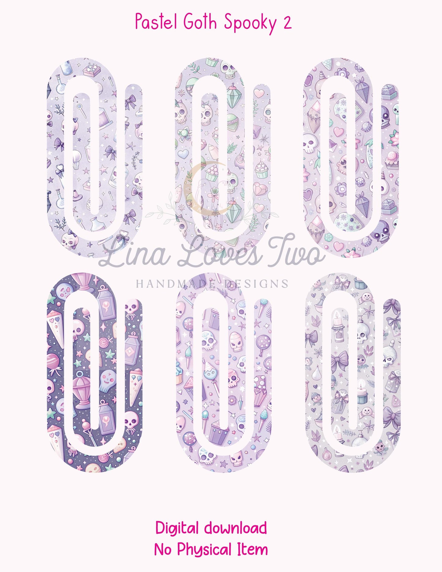 Pastel Goth Spooky 2 Theme Jumbo Paperclip PNG for Sublimation – Instant Digital Download