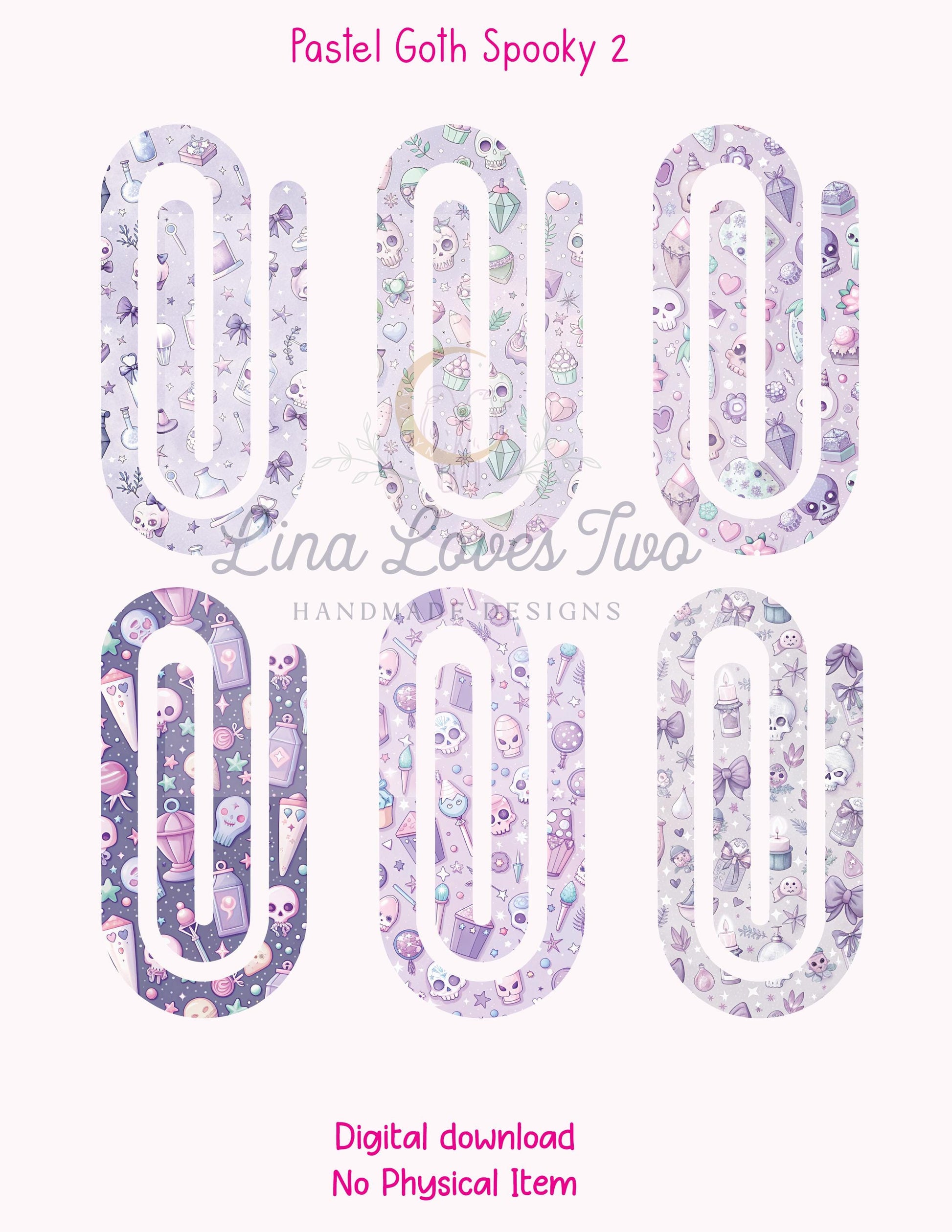 Pastel Goth Spooky 2 Theme Jumbo Paperclip PNG for Sublimation – Instant Digital Download