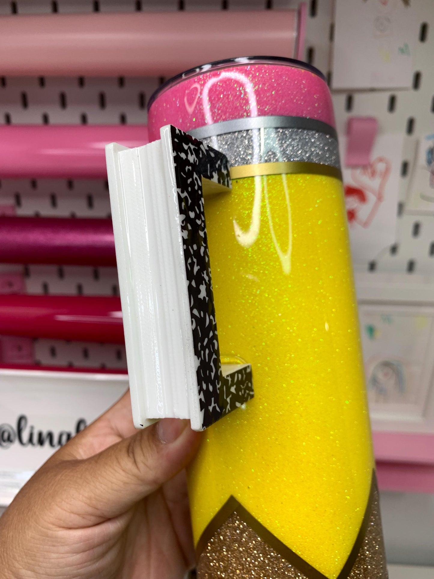 Teacher Tumbler with Handle: Stainless Steel Pencil Design