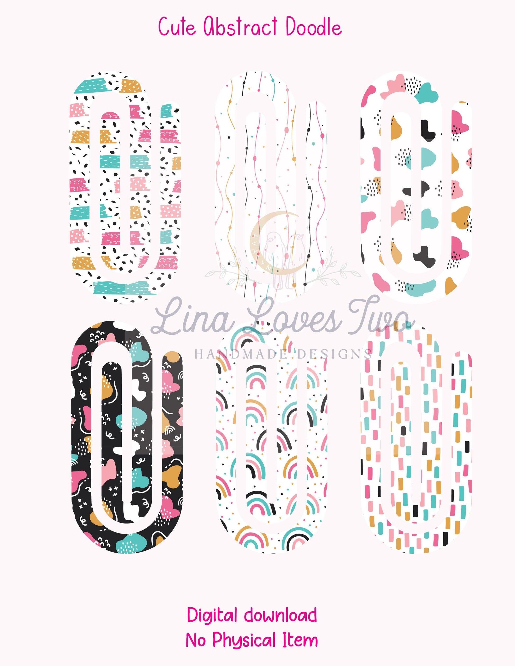 Abstract Doodle Jumbo Paperclip PNG: Sublimation Design (Digital Download