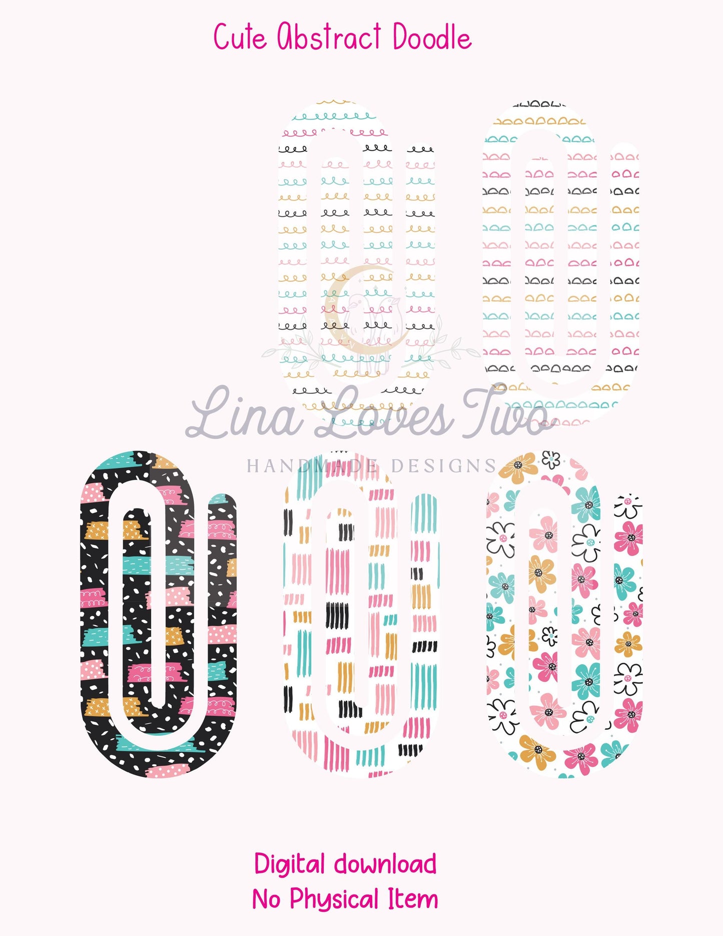 Abstract Doodle Jumbo Paperclip PNG: Sublimation Design (Digital Download