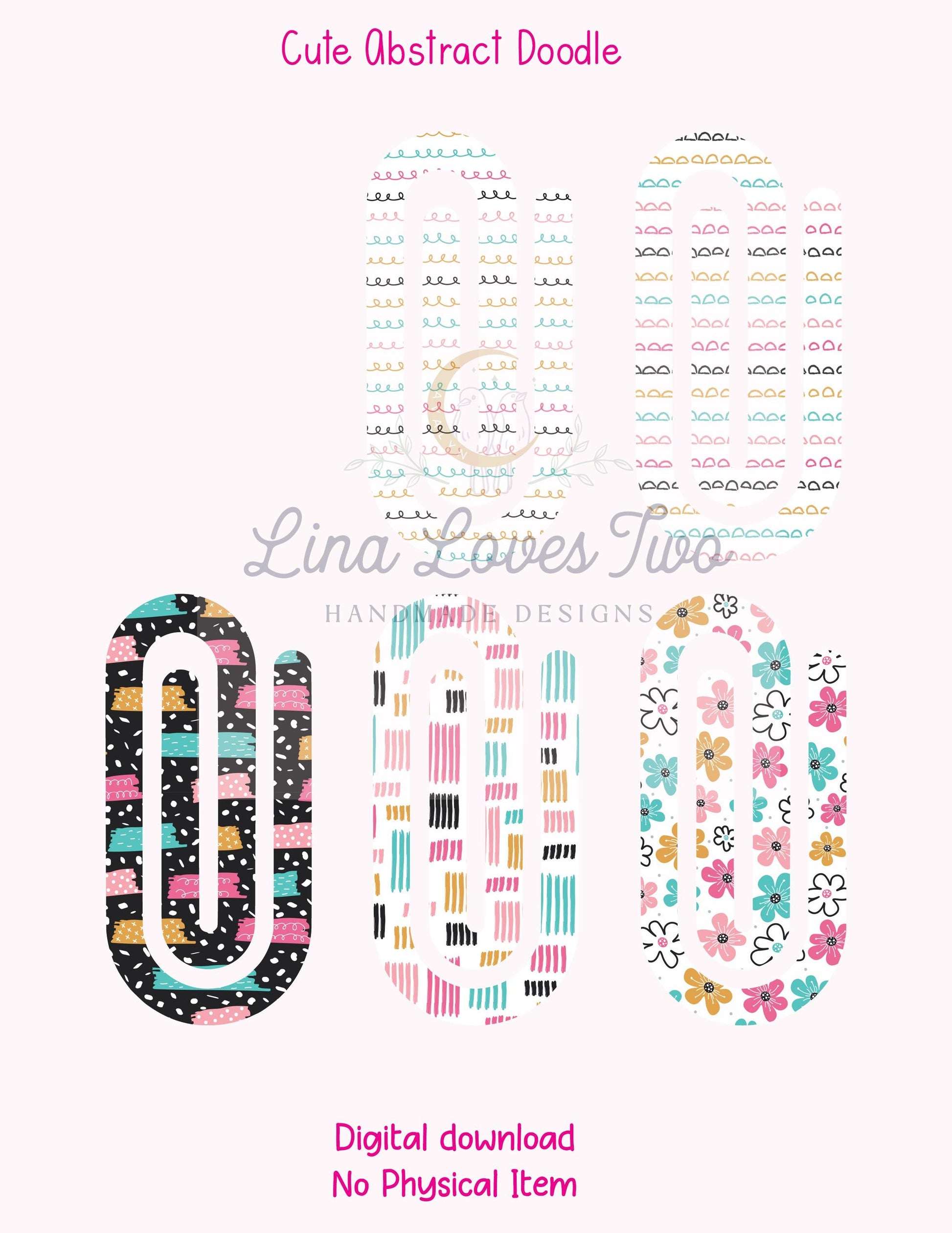 Abstract Doodle Jumbo Paperclip PNG: Sublimation Design (Digital Download