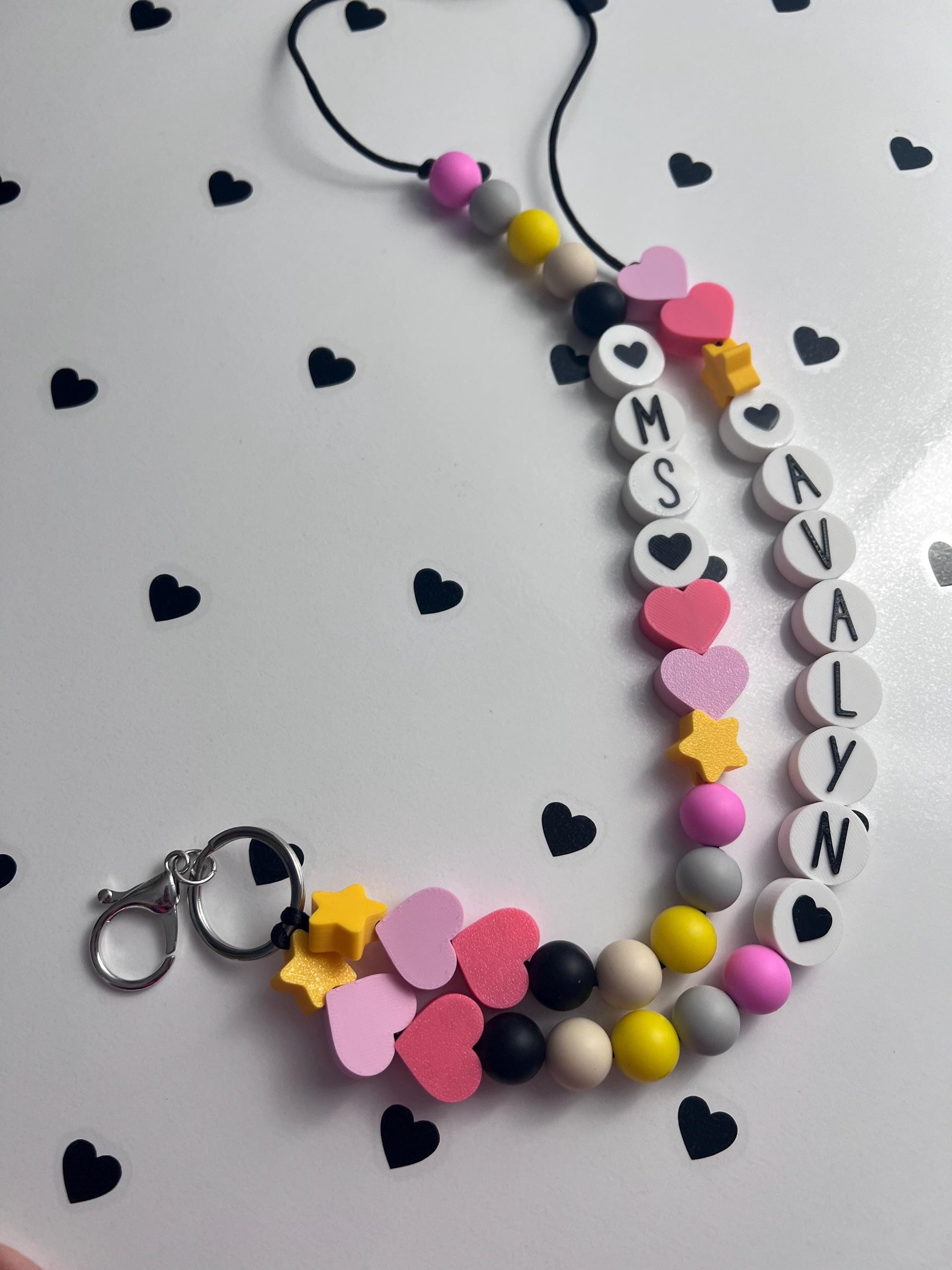 Personalized Beaded Friendship Lanyard: Custom ID Badge Holder with Charm