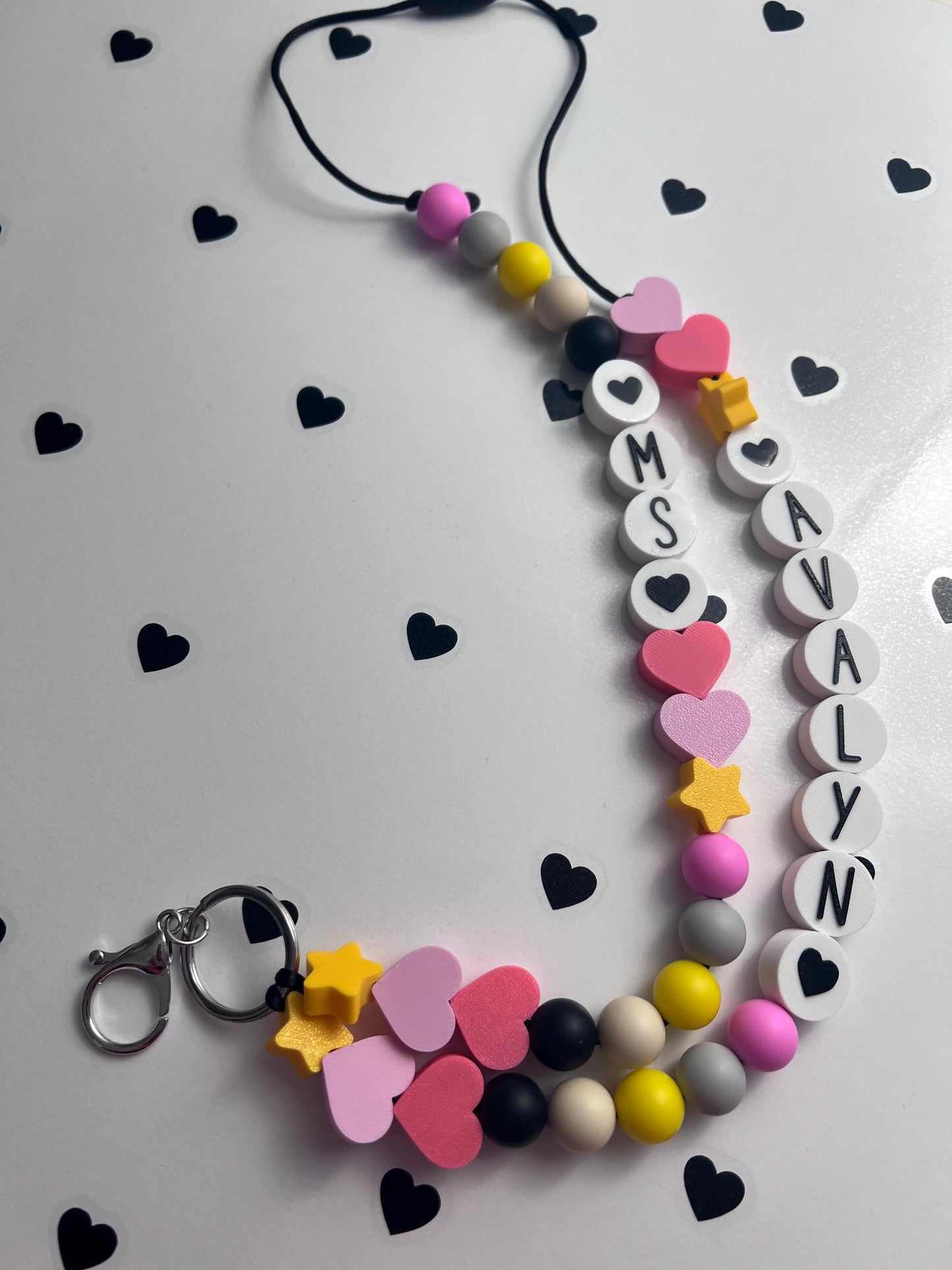 Personalized Beaded Friendship Lanyard: Custom ID Badge Holder with Charm