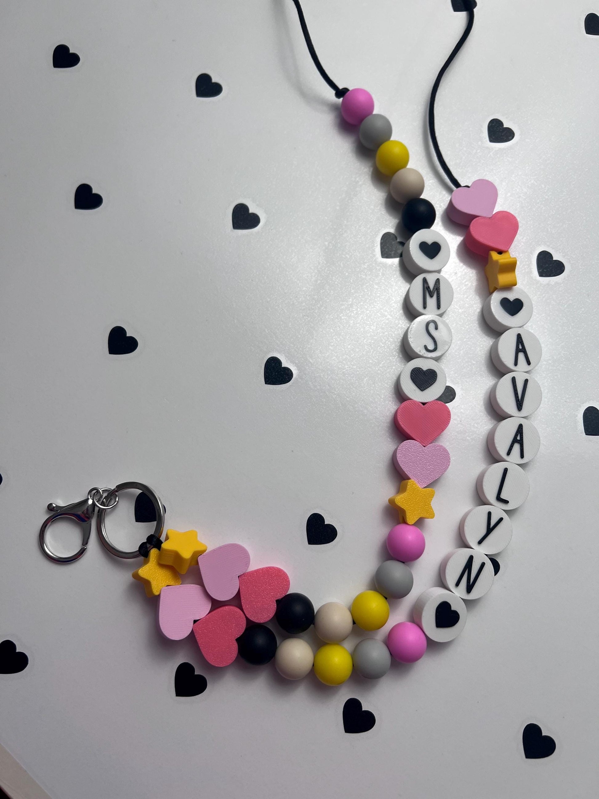 Personalized Beaded Friendship Lanyard: Custom ID Badge Holder with Charm