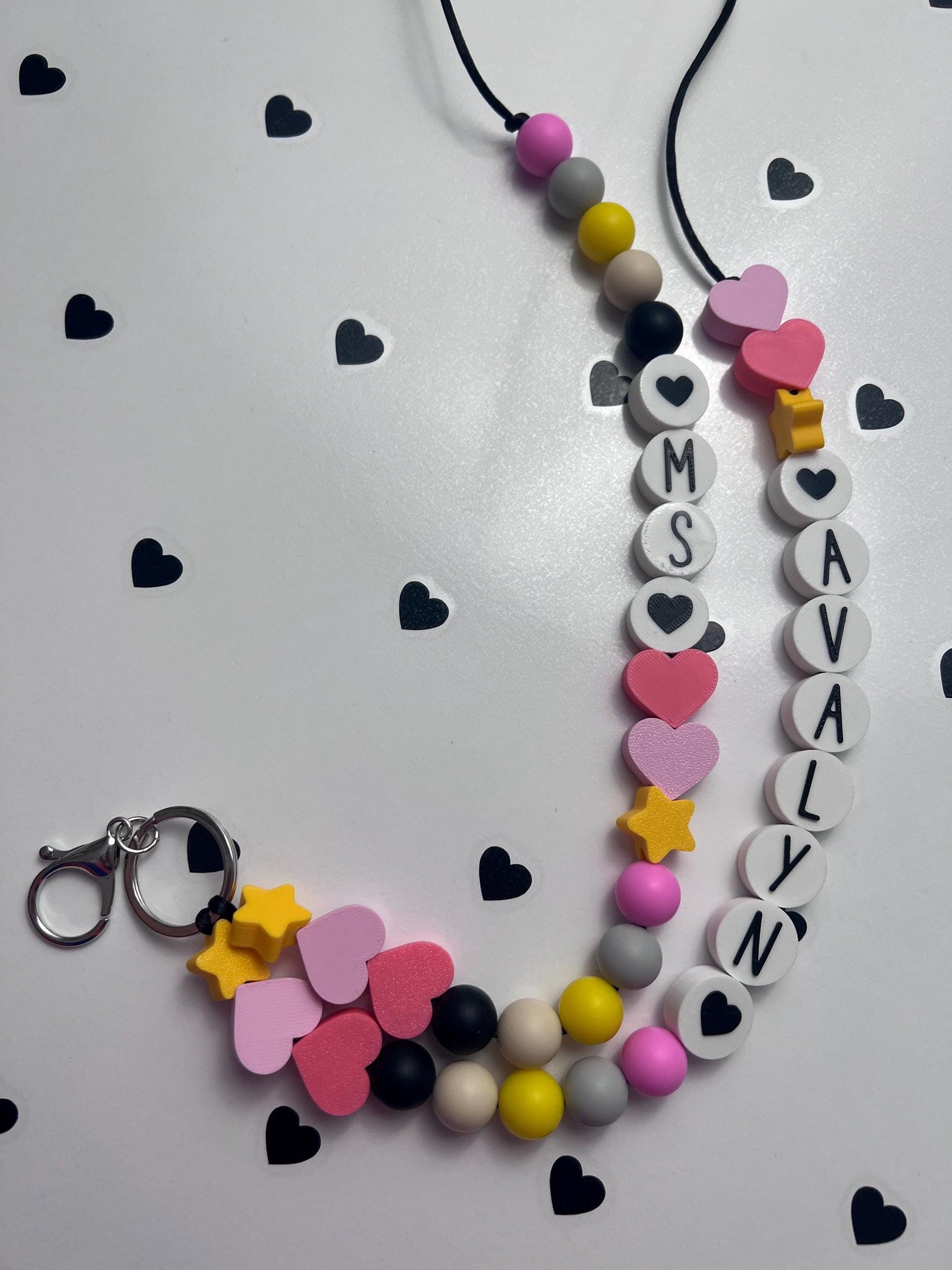 Personalized Beaded Friendship Lanyard: Custom ID Badge Holder with Charm