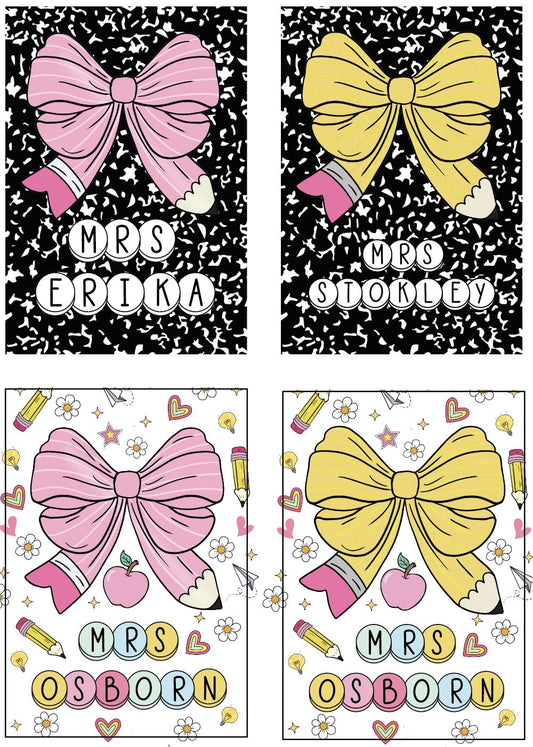 Coquette Pencil Bow ID Badge Holder: Friendship Bracelet Lanyard