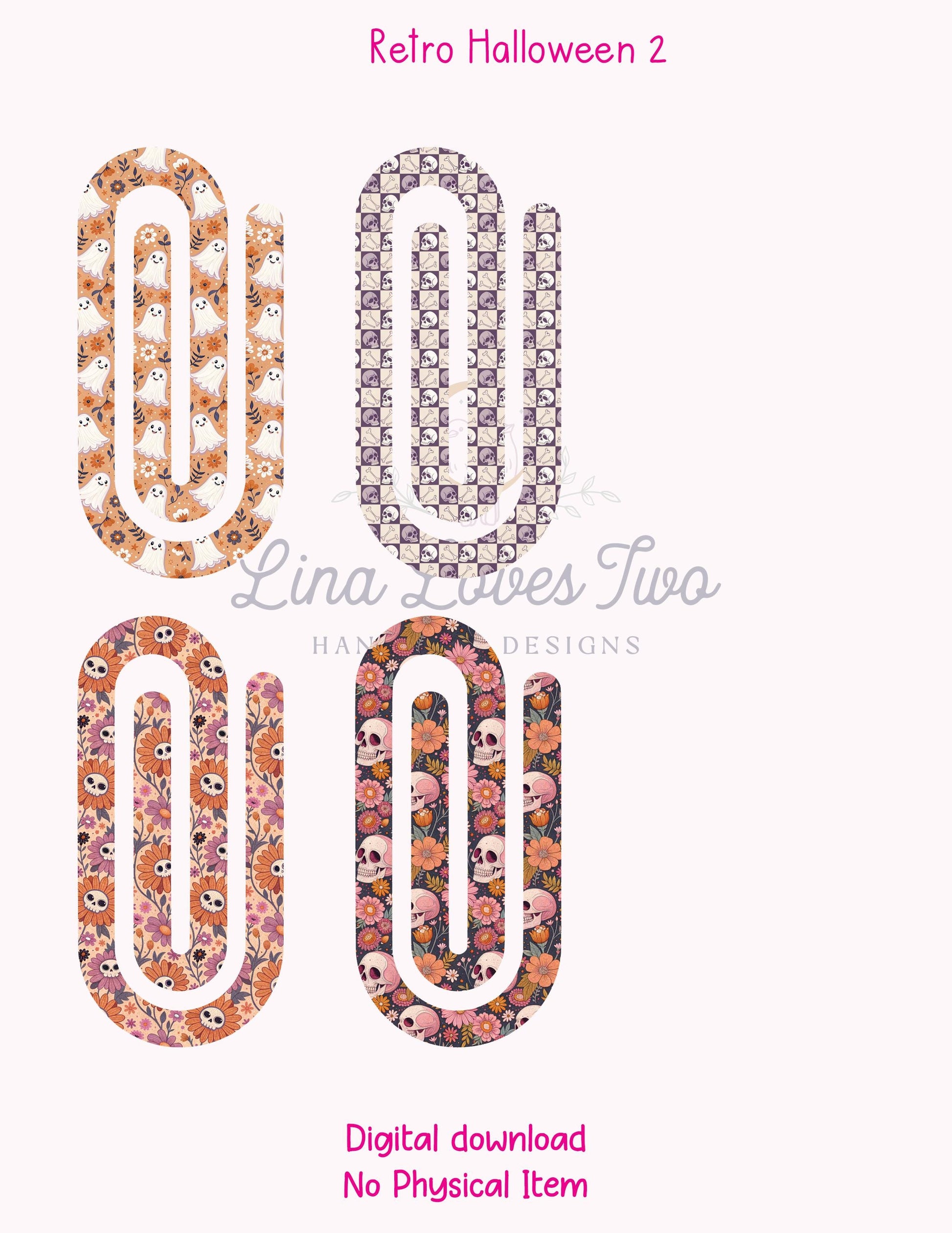 Retro Halloween 2 Theme Jumbo Paperclip PNG for Sublimation – Instant Digital Download