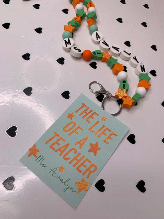 Personalized Teacher Tumbler Gift Set: ID Badge & Friendship Bracelet Lanyard