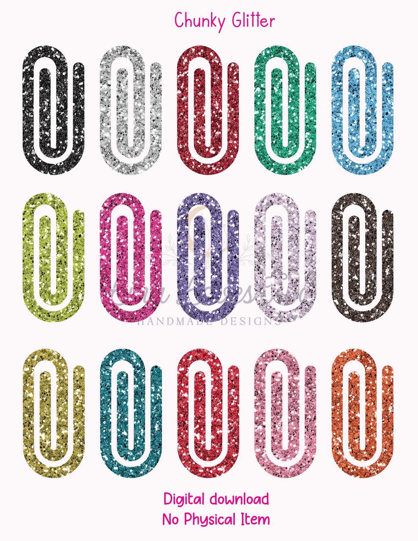 Glitter Jumbo Paperclips PNG: Sublimation File (Digital Download)