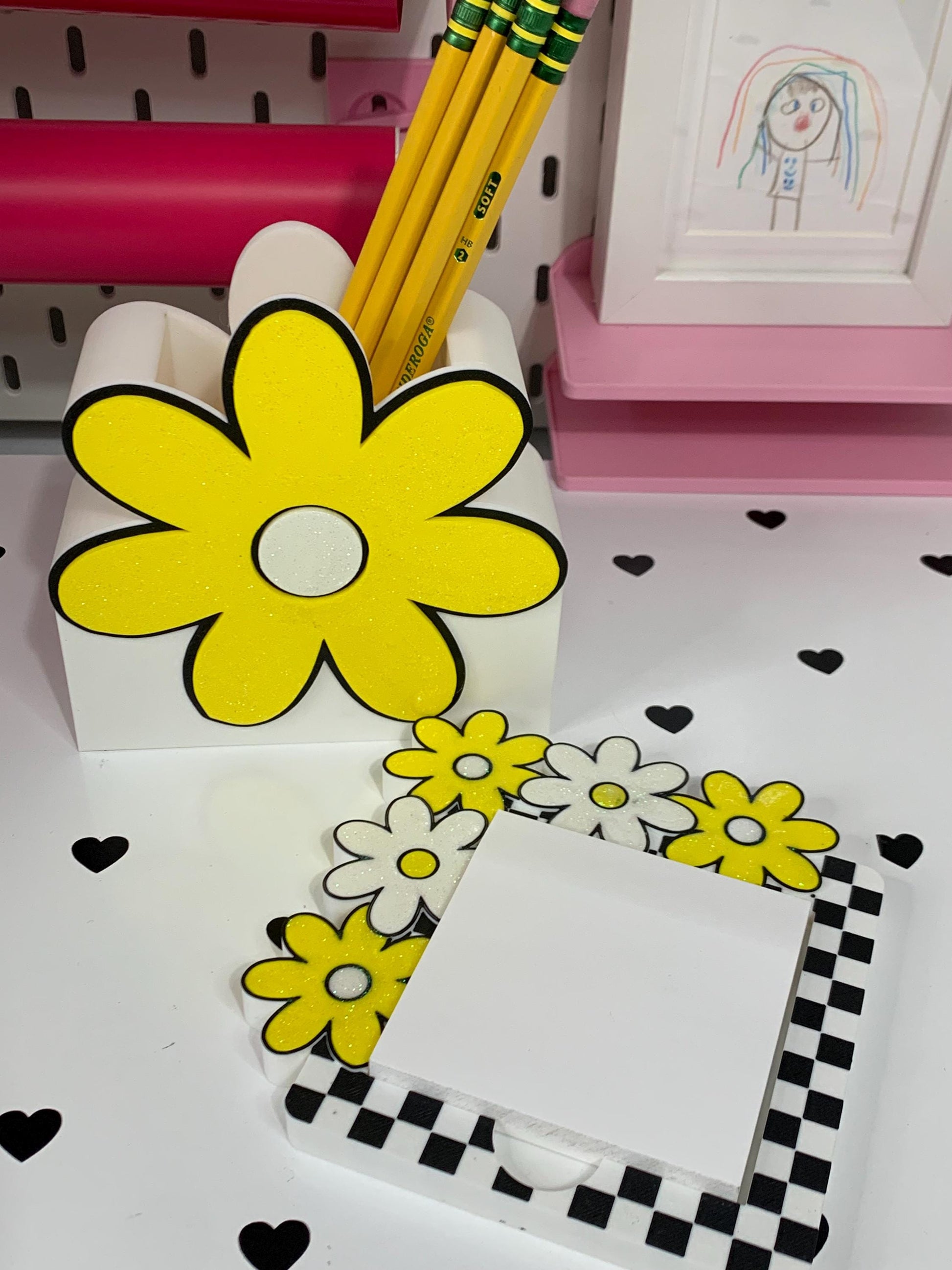 Digital STL File – Daisy Flower Note Holder | 3D Print Digital File | STL + 3MF