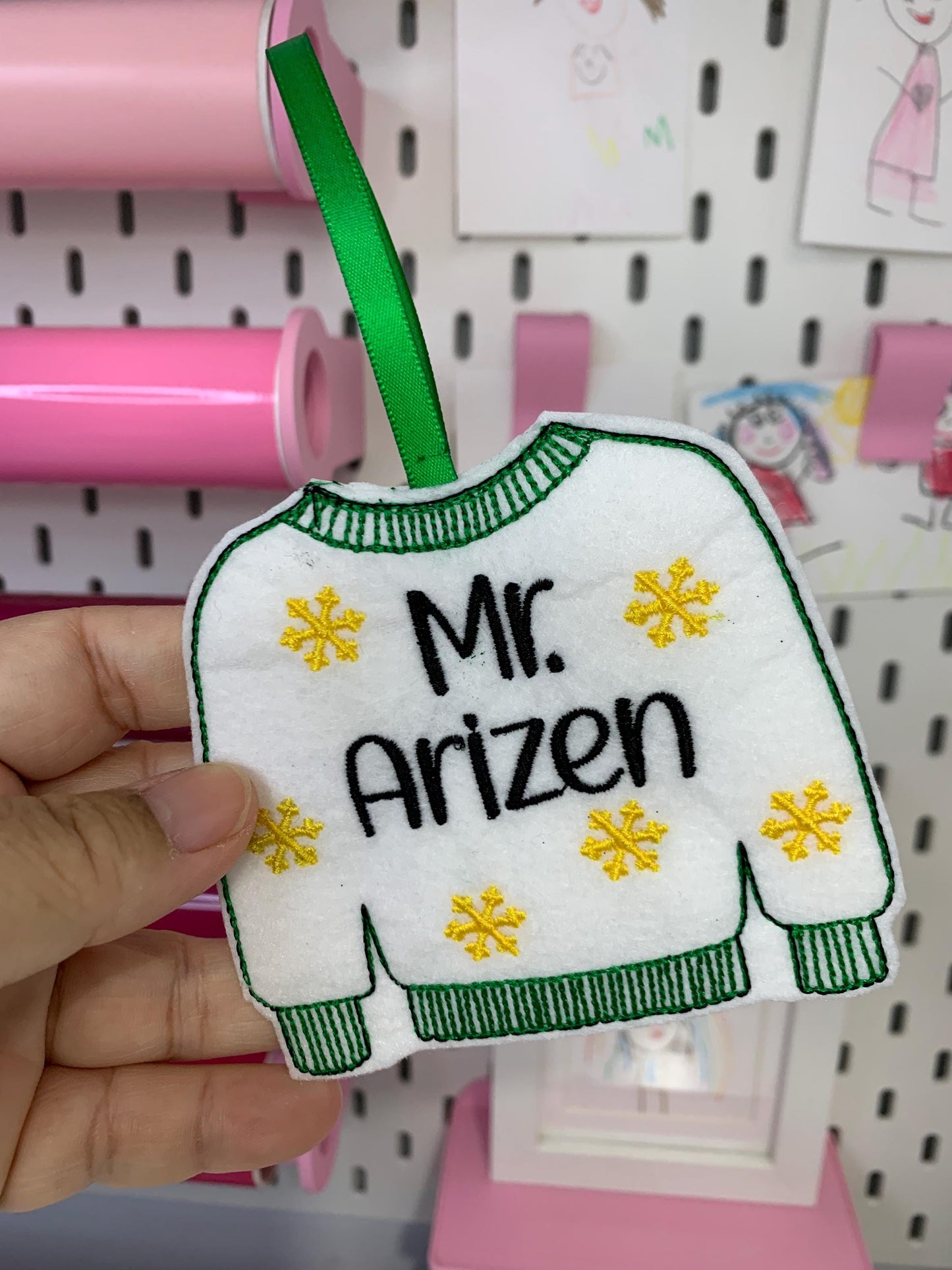 Personalized Holiday Sweater Ornament with Back Gift Holder | Custom Name | Gift Tag Ornament