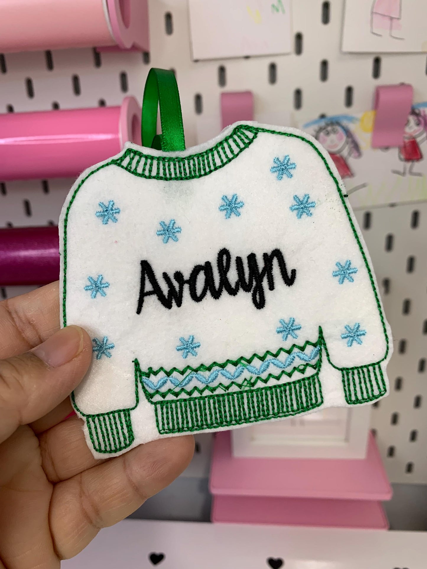Personalized Holiday Sweater Ornament with Back Gift Holder | Custom Name | Gift Tag Ornament