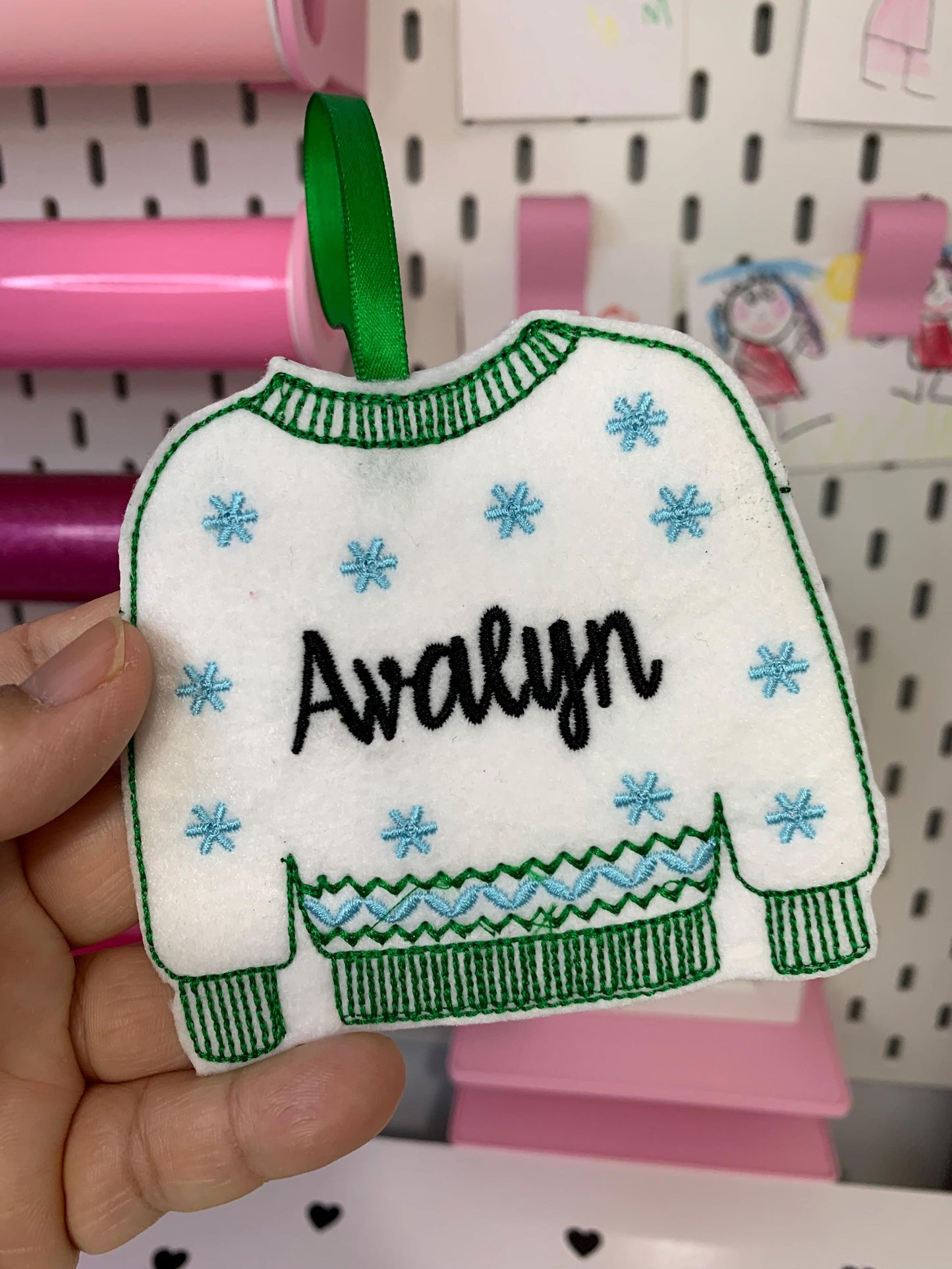 Personalized Holiday Sweater Ornament with Back Gift Holder | Custom Name | Gift Tag Ornament